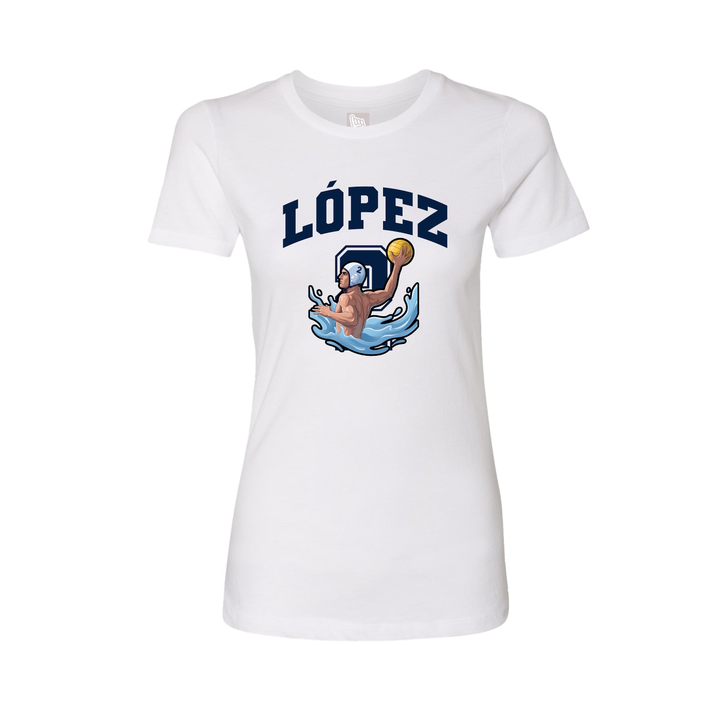 Fitted Women's Tee — Number in White