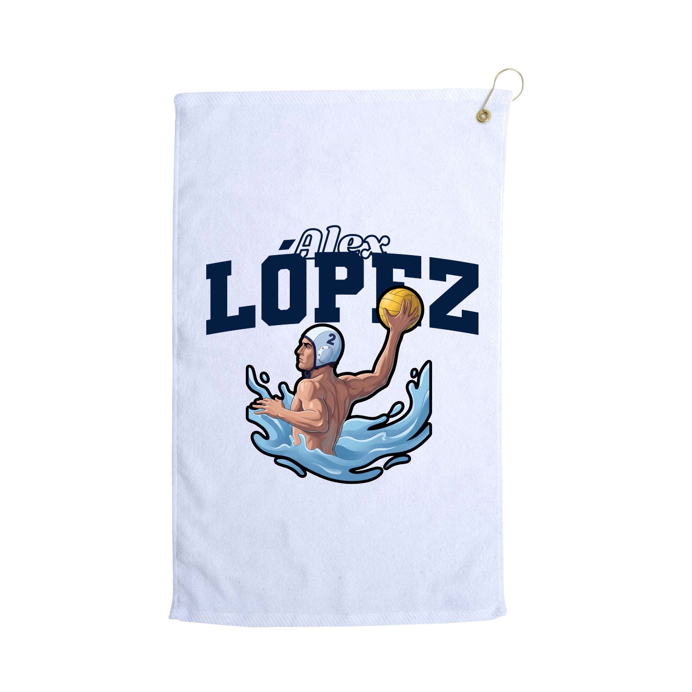 Golf Towel — Name Arch in White
