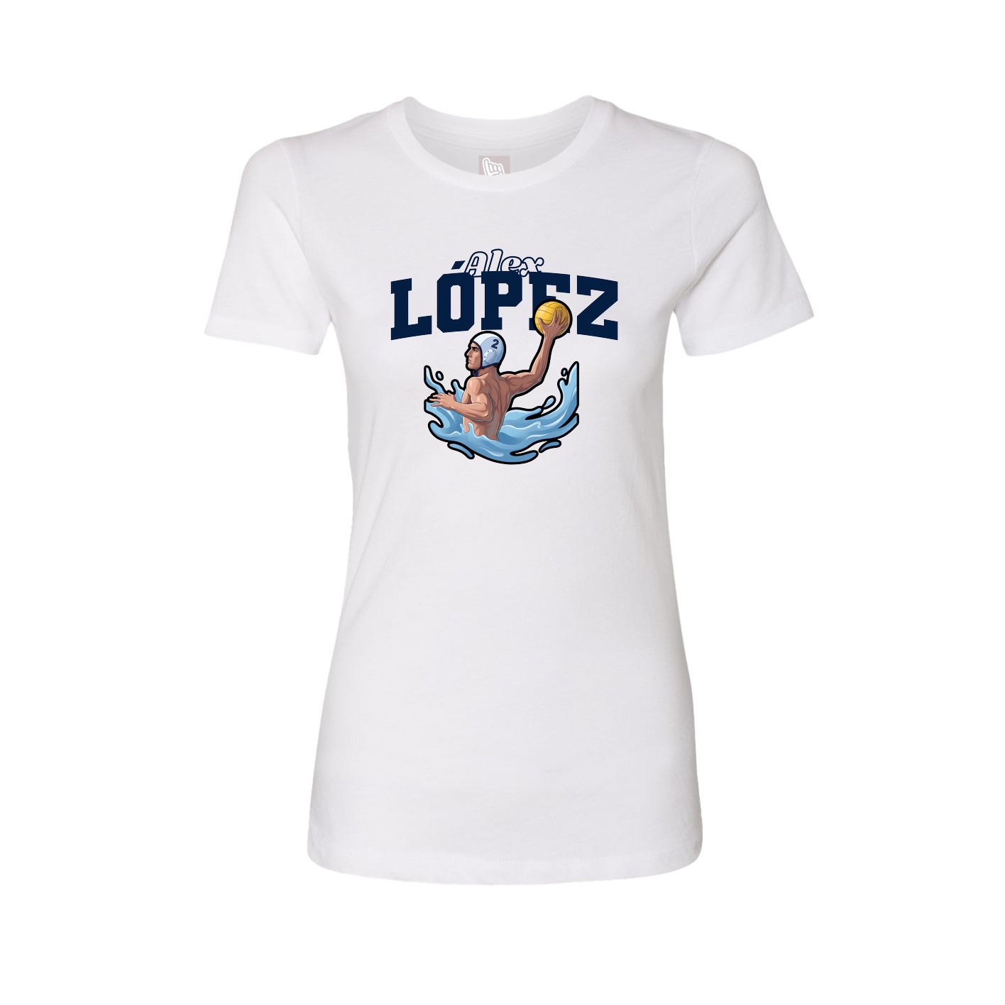 Fitted Women's Tee — Name Arch in White