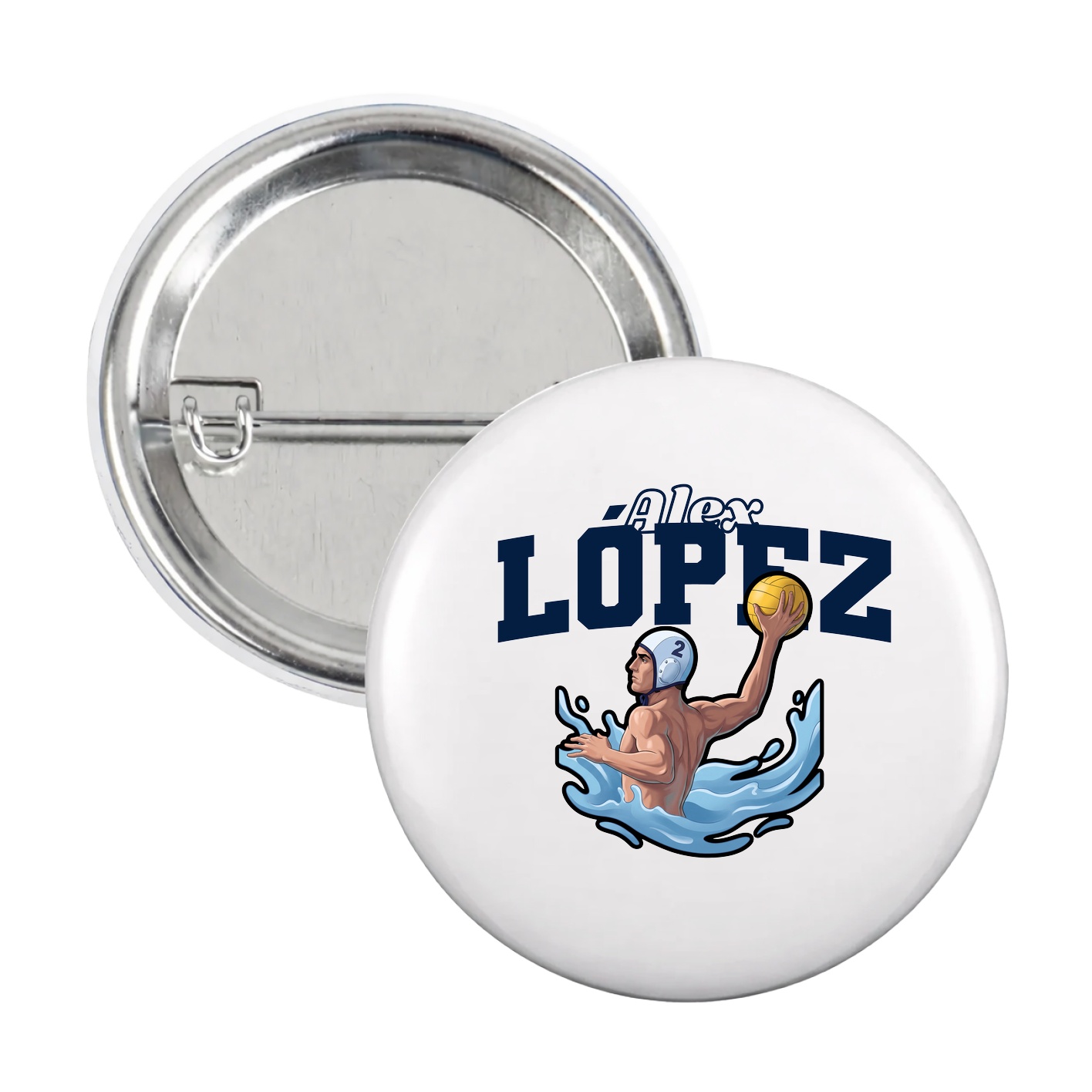 Game Day Button — Name Arch in White
