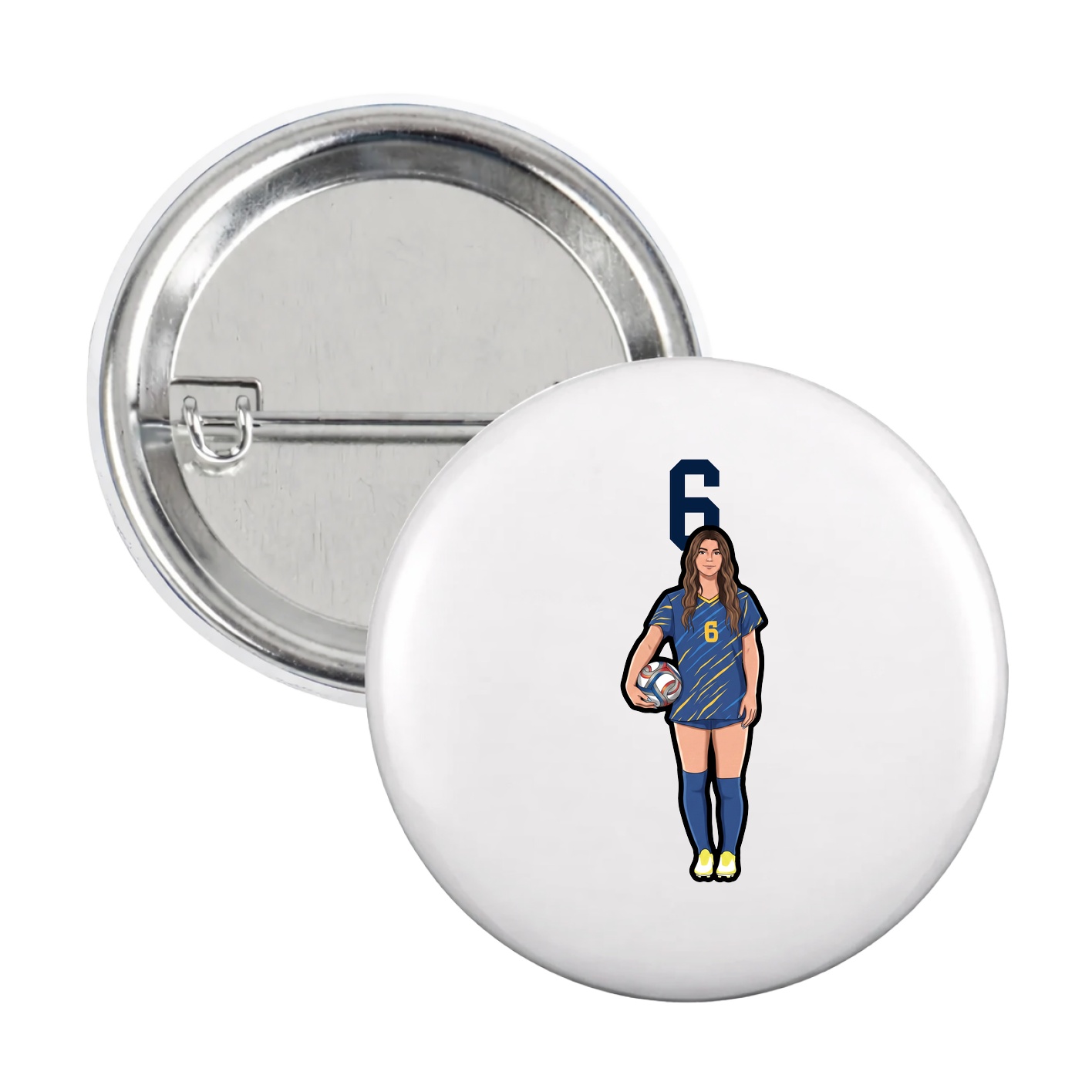 Game Day Button — Number Top in White