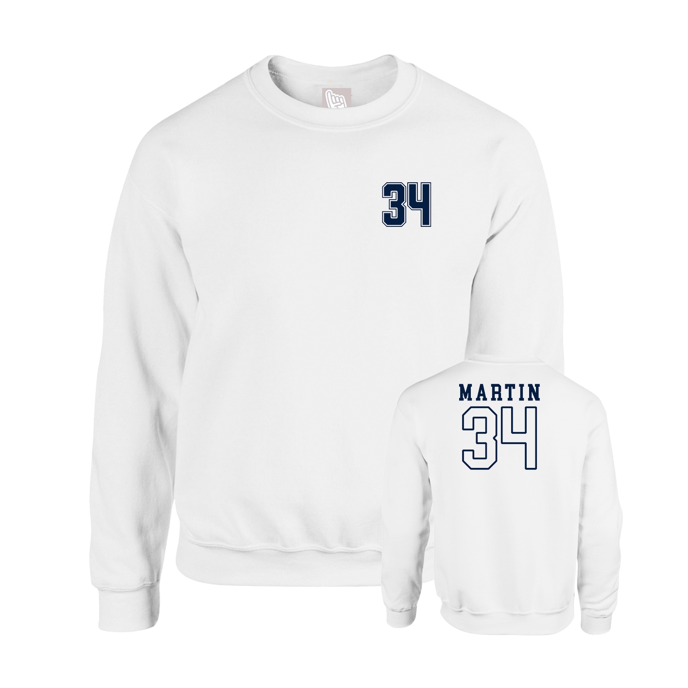Fleece Crew — Chest Back in White