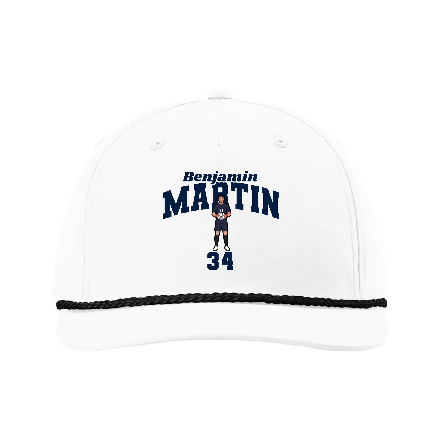 Five-Panel Classic Rope Cap — Signature Arch in White