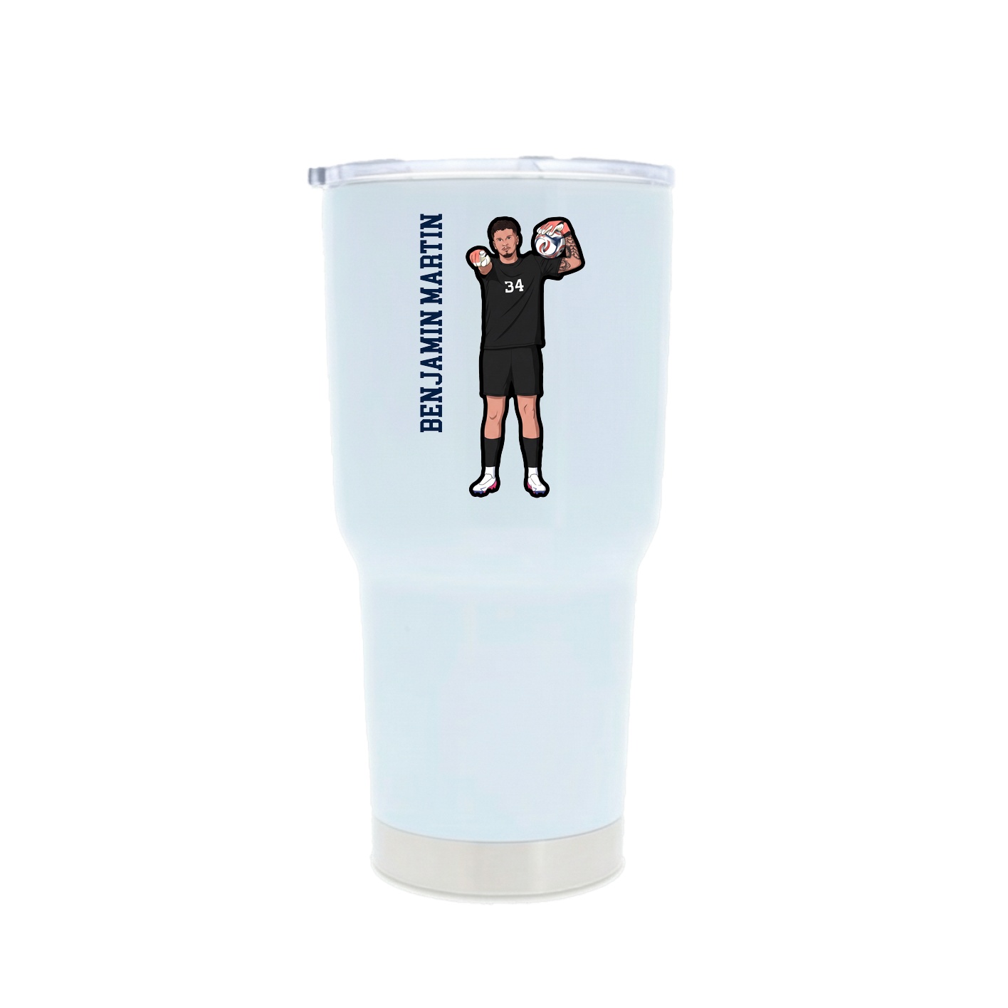 30oz Stainless Steel Tumbler — Name Vertical in White