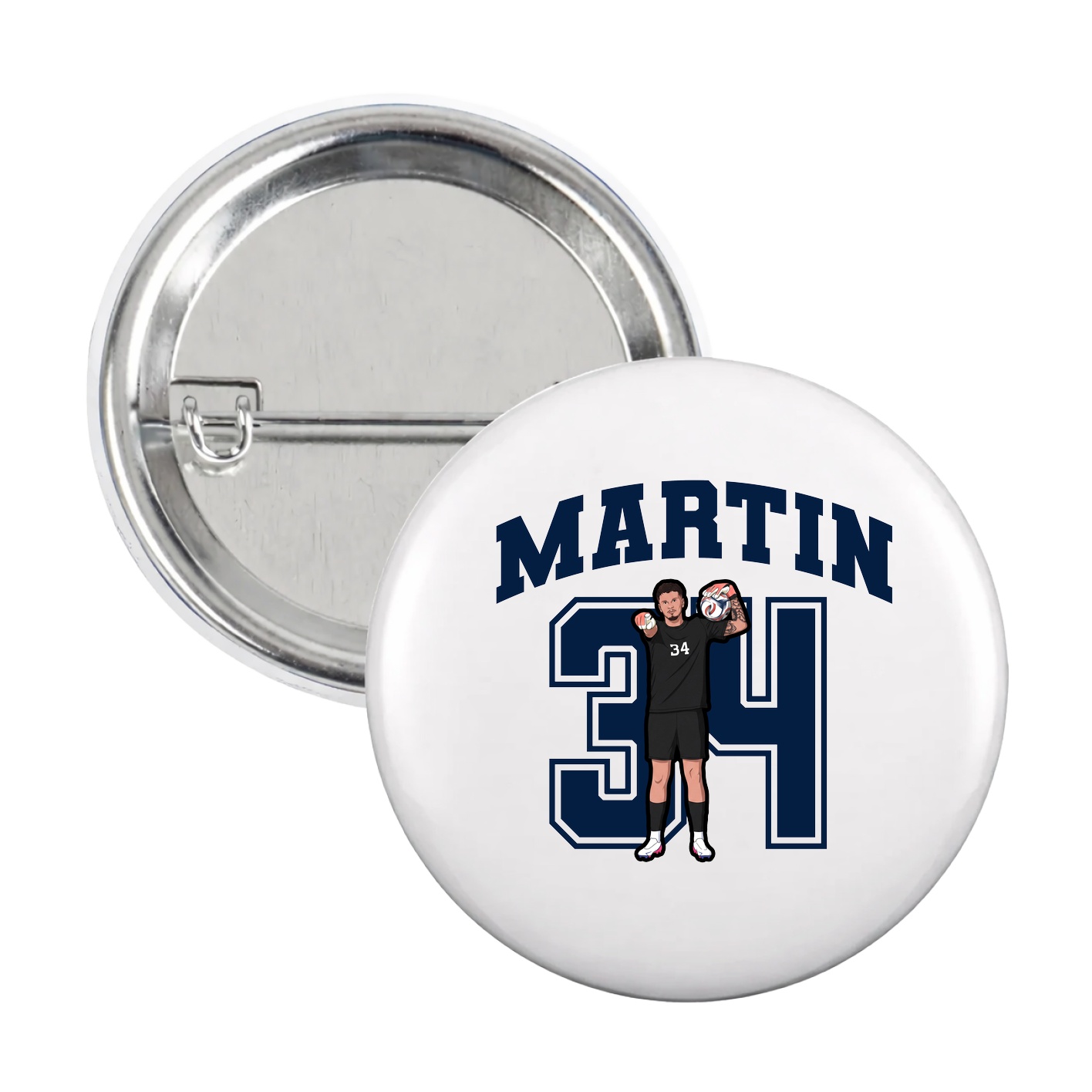 Game Day Button — Number in White