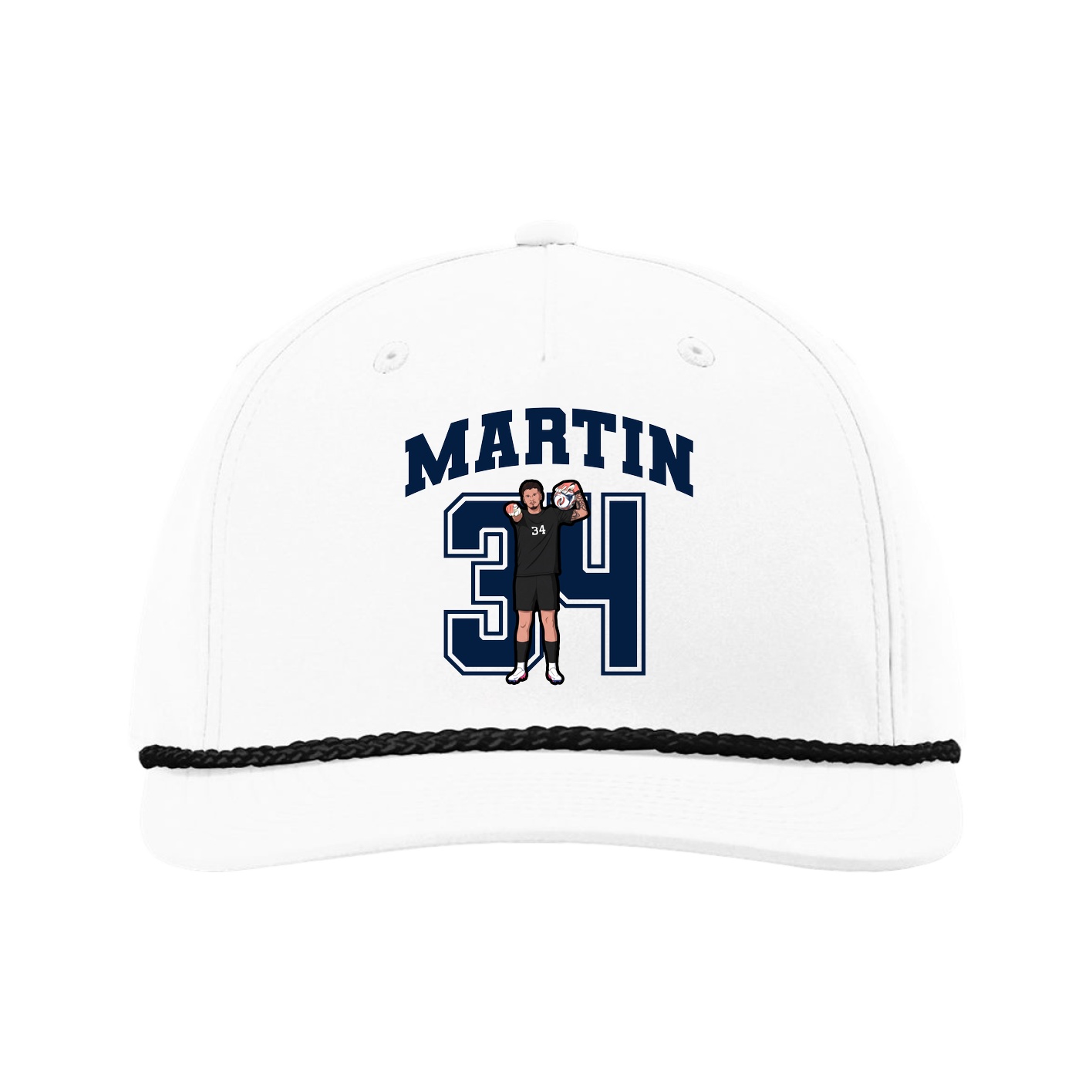 Five-Panel Classic Rope Cap — Number in White