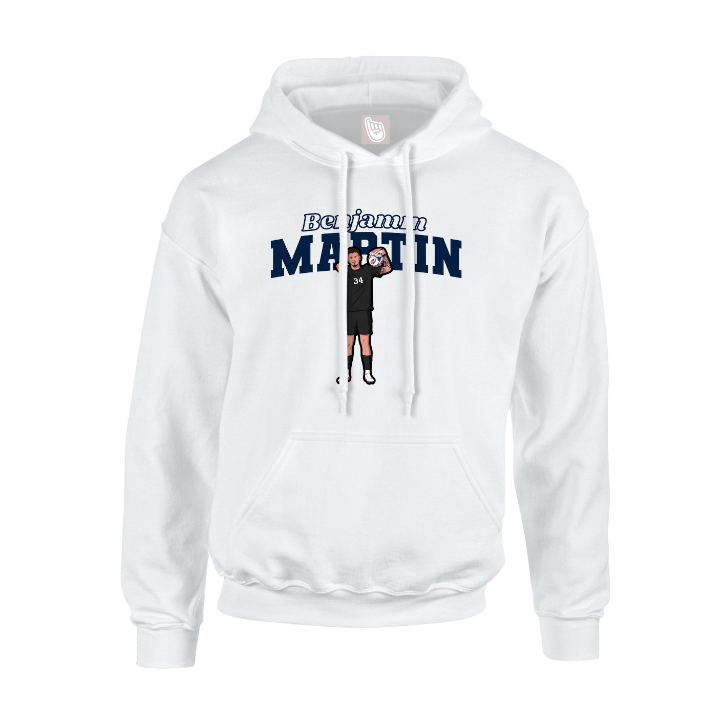 Youth Hoodie — Name Arch in White