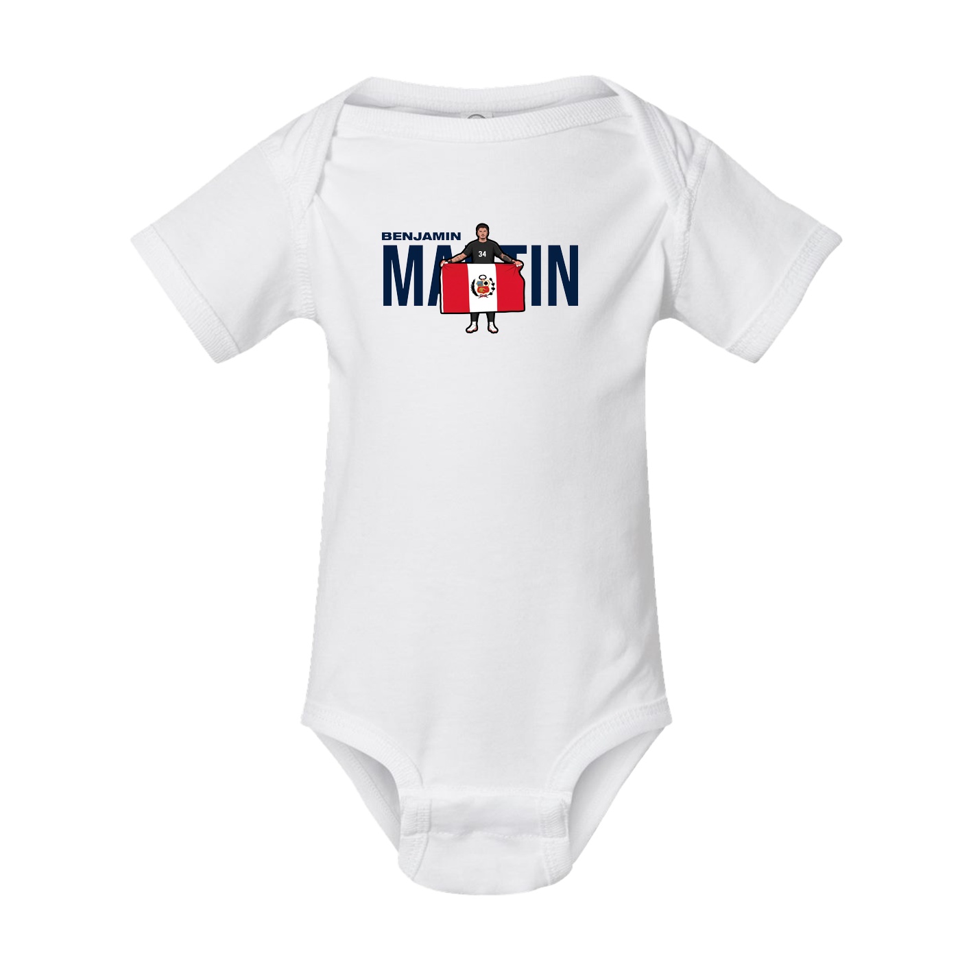 Baby Onesie — Player Name in White