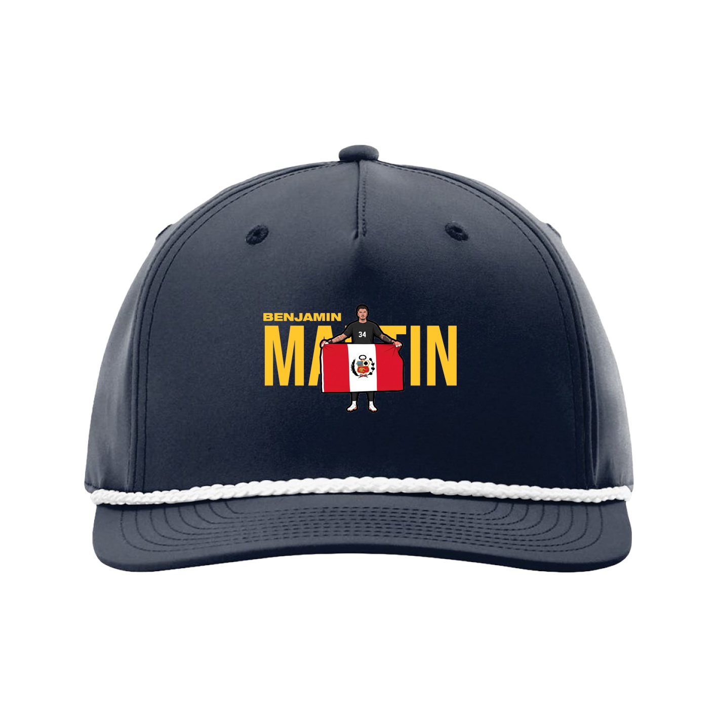 Five-Panel Classic Rope Cap — Player Name in Navy