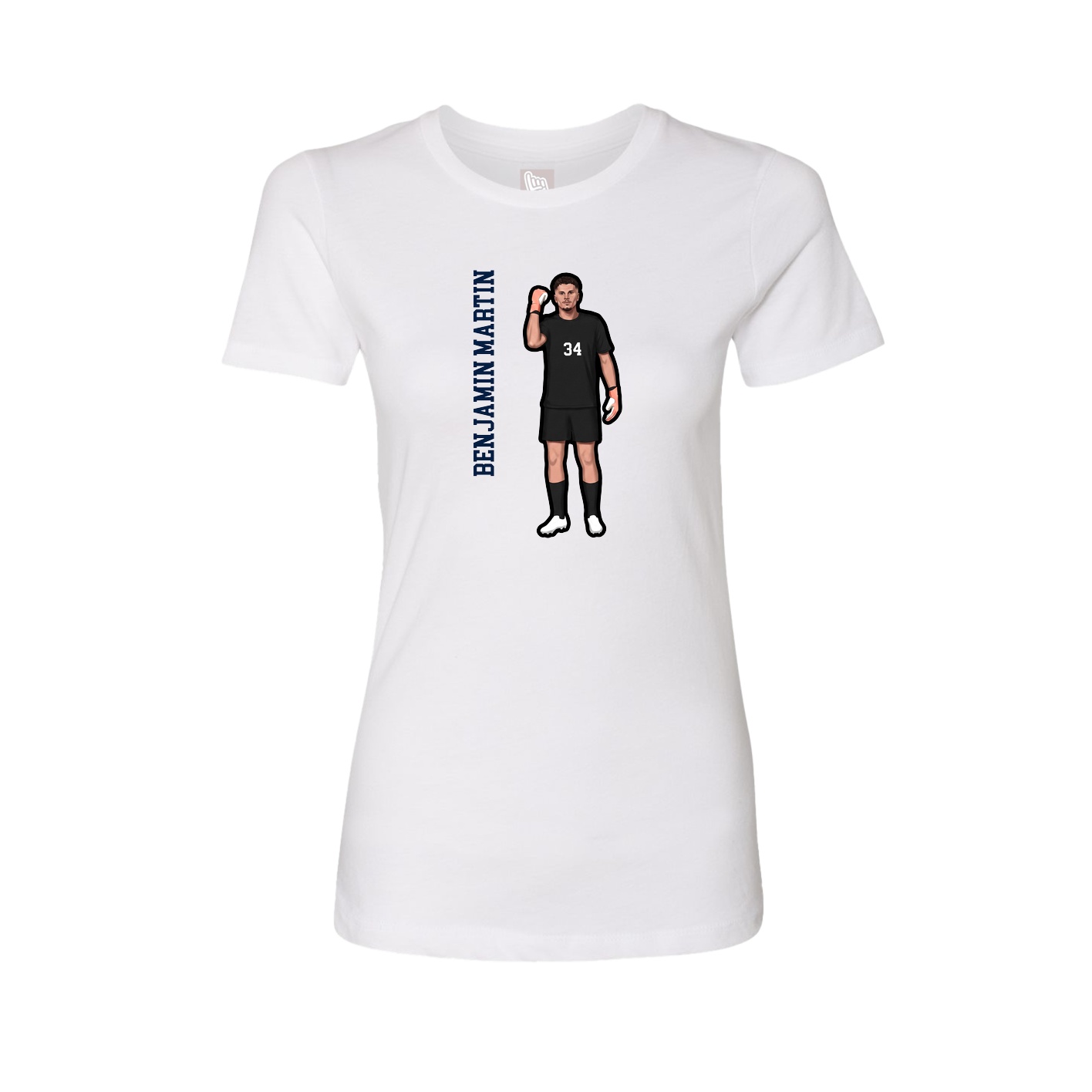 Fitted Women's Tee — Name Vertical in White