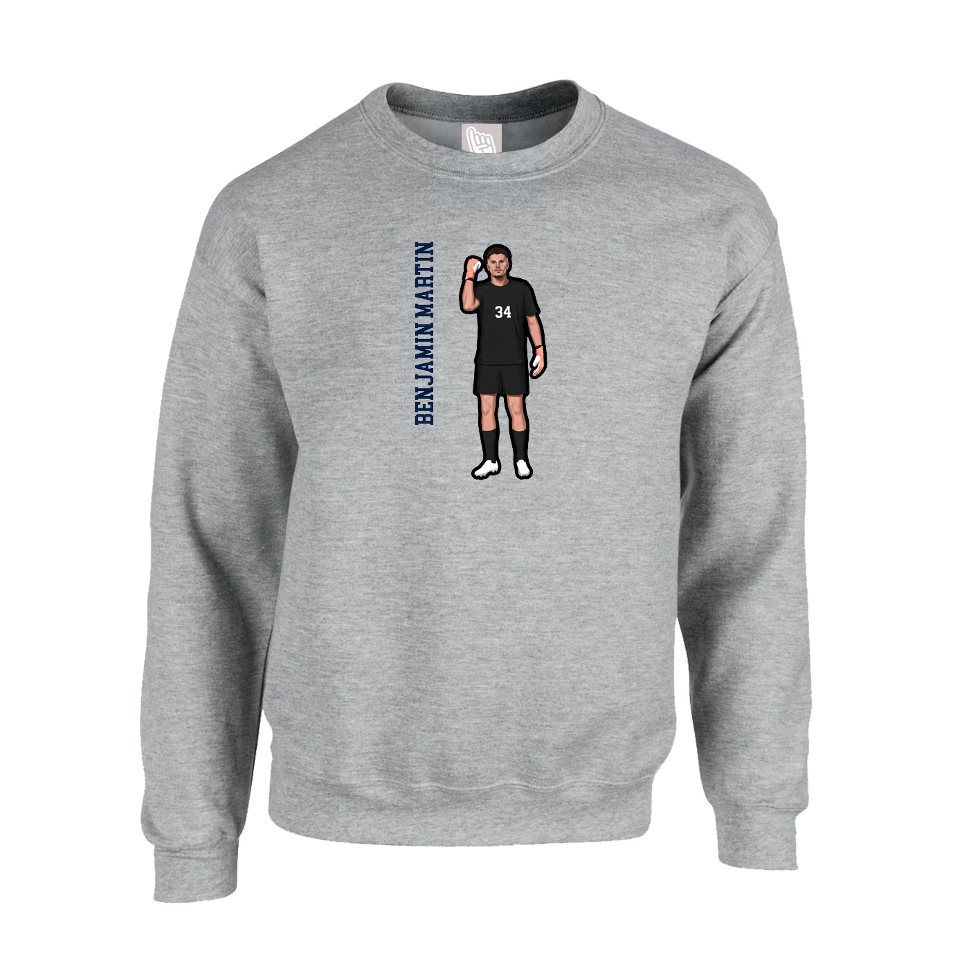 Fleece Crew — Name Vertical in Grey