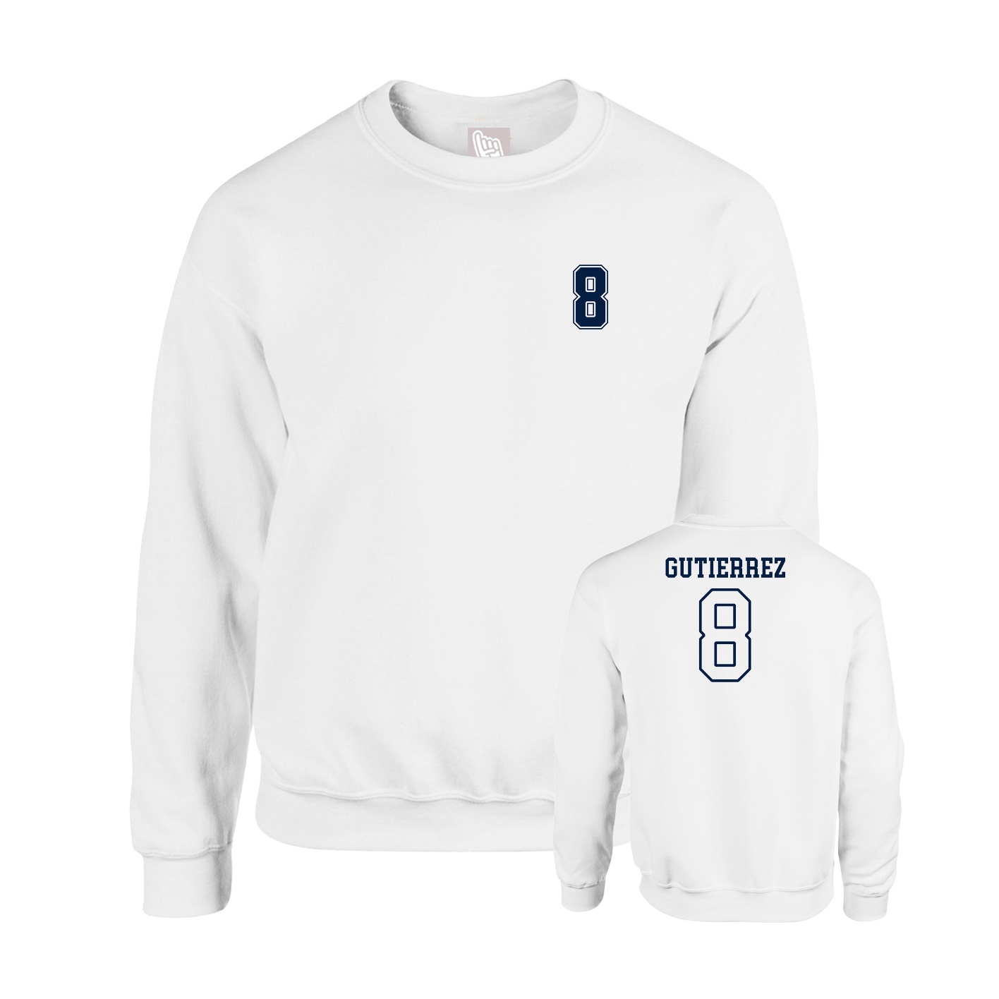 Fleece Crew — Chest Back in White