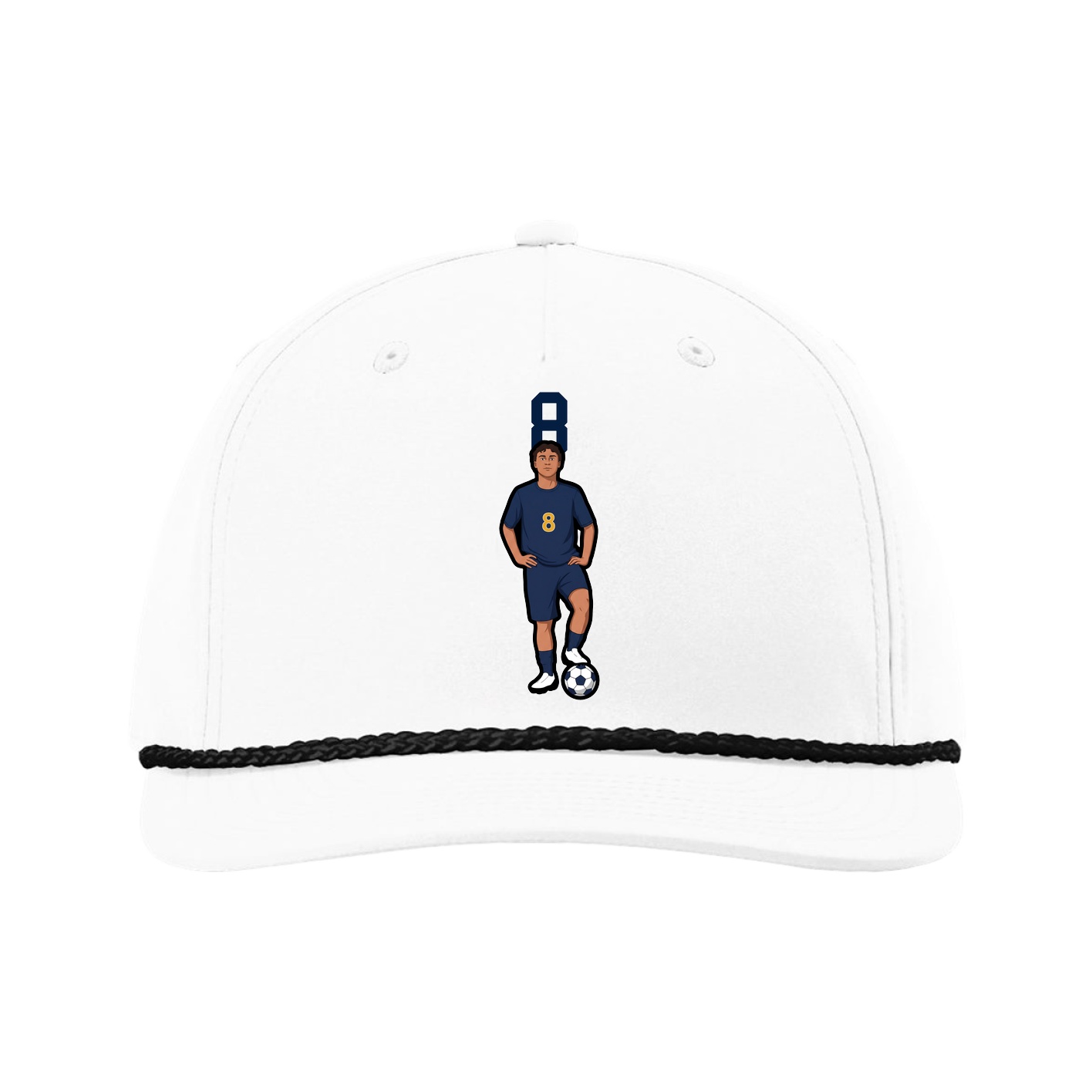 Five-Panel Classic Rope Cap — Number Top in White
