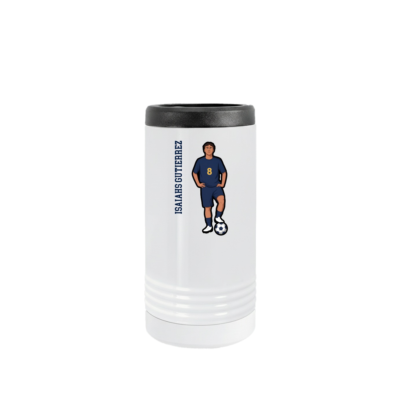 Slim Beverage Holder — Name Vertical in White