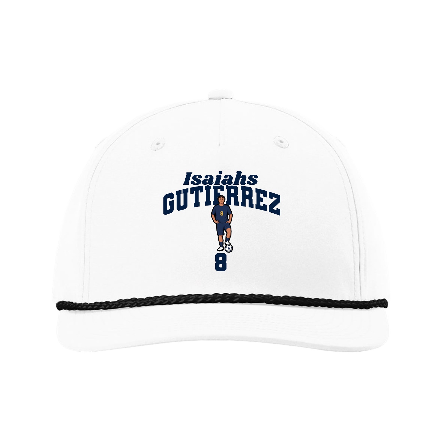 Five-Panel Classic Rope Cap — Signature Arch in White