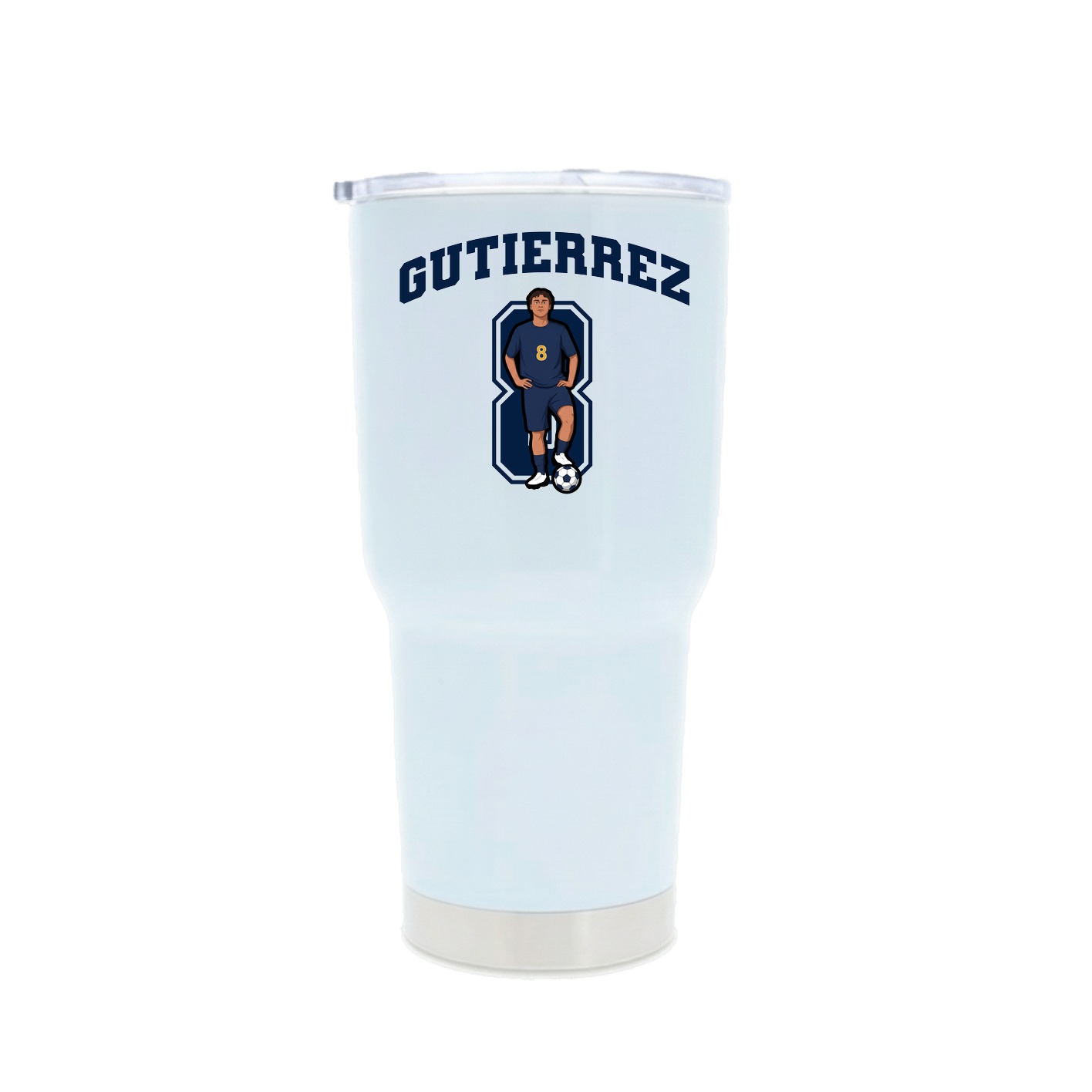30oz Stainless Steel Tumbler — Number in White