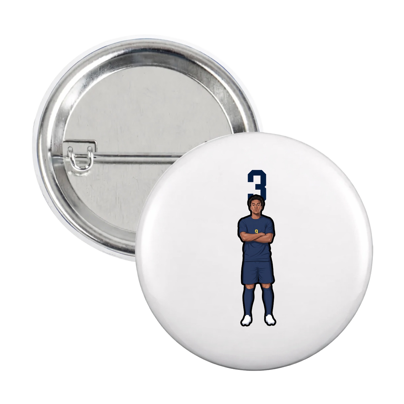 Game Day Button — Number Top in White