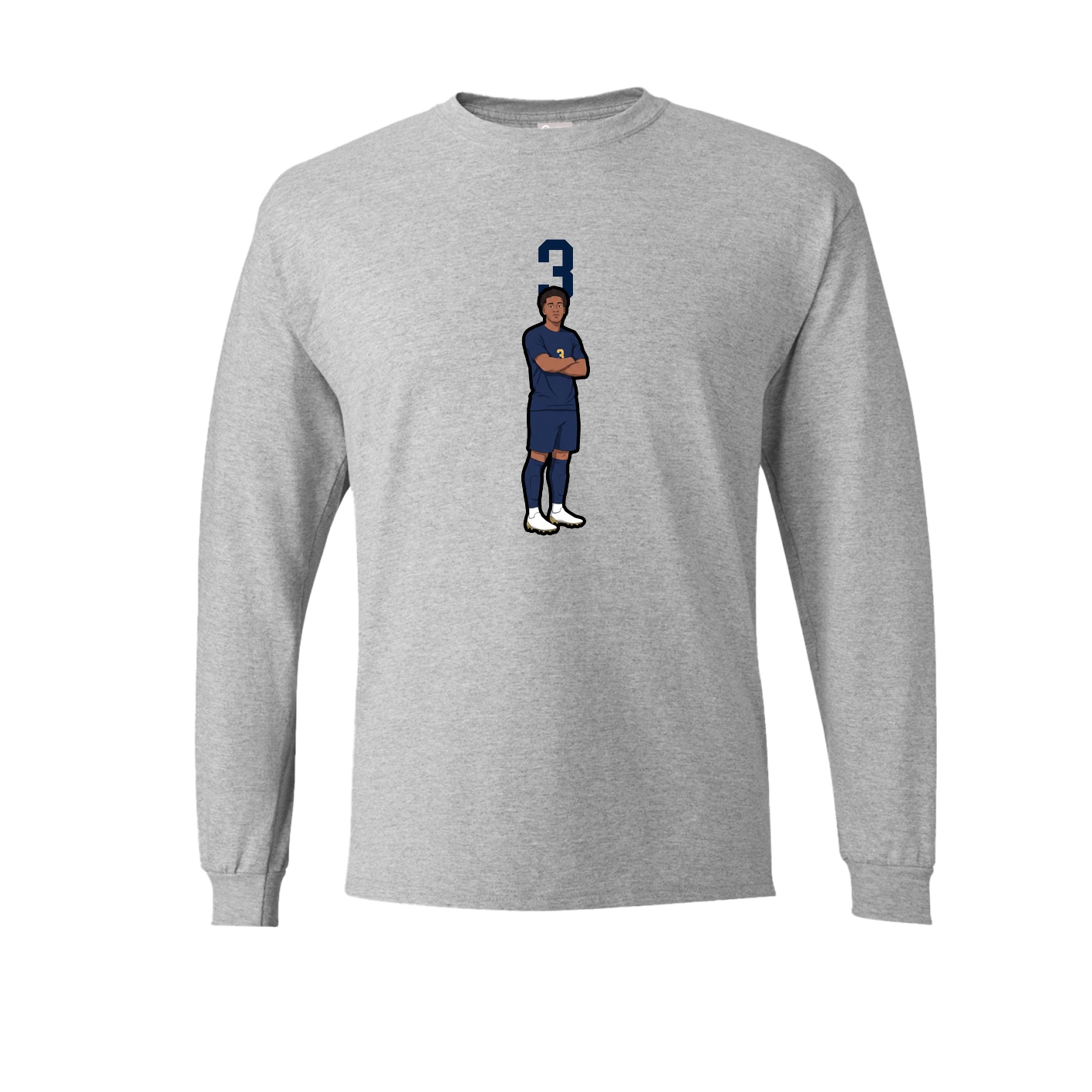 Long Sleeve Tee — Number Top in Grey