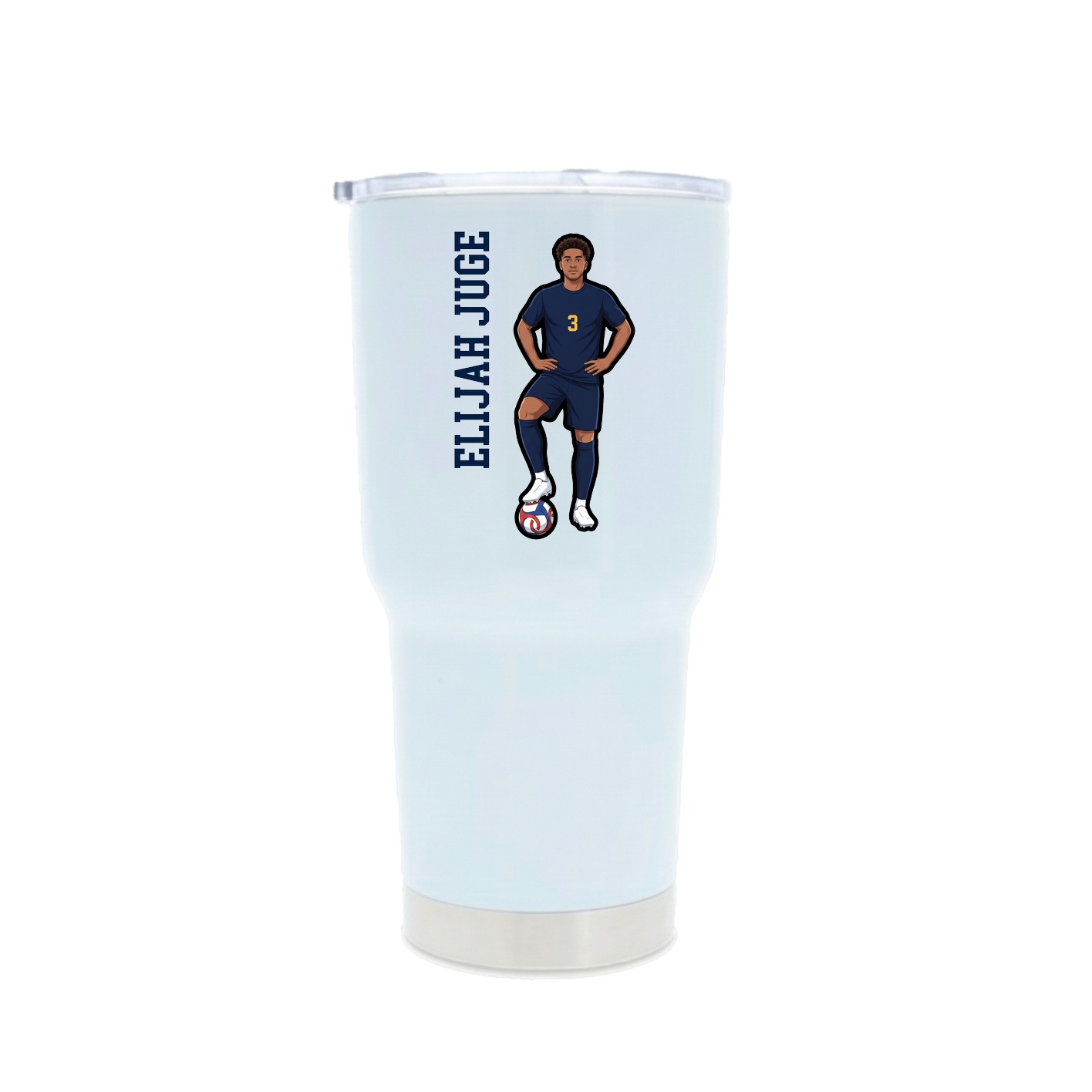 30oz Stainless Steel Tumbler — Name Vertical in White