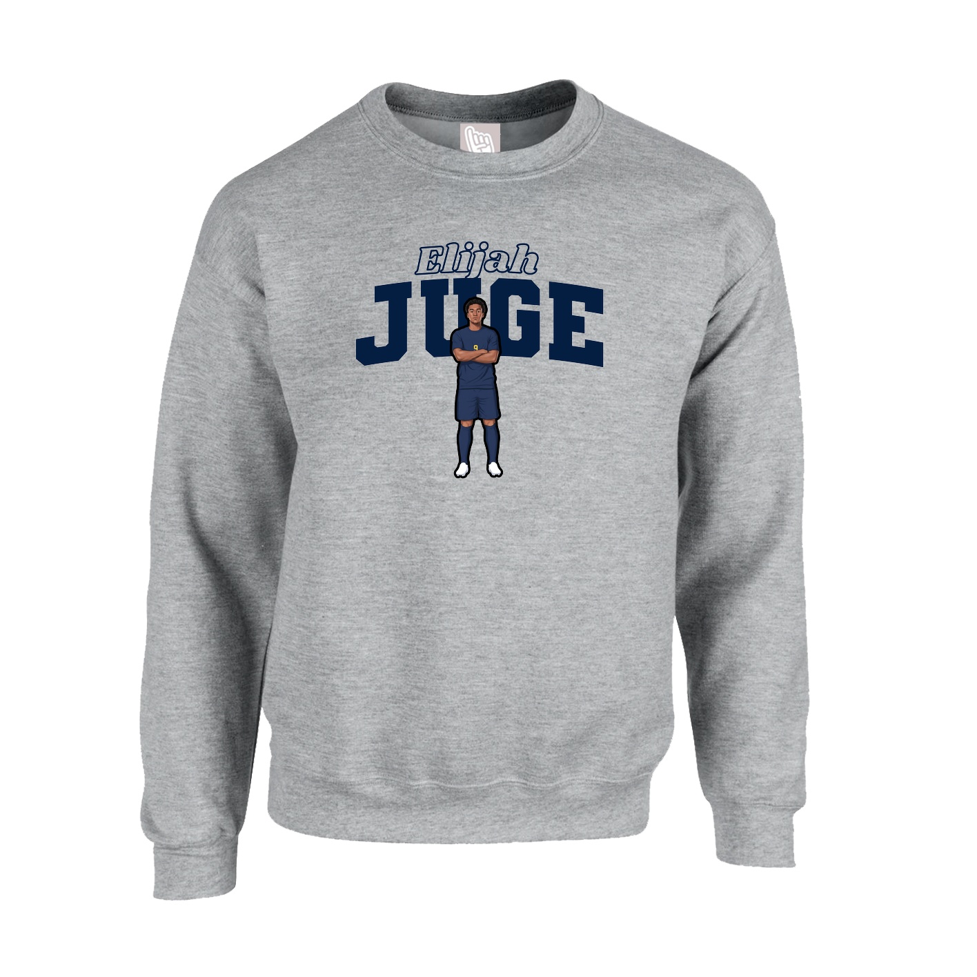 Fleece Crew — Name Arch in Grey