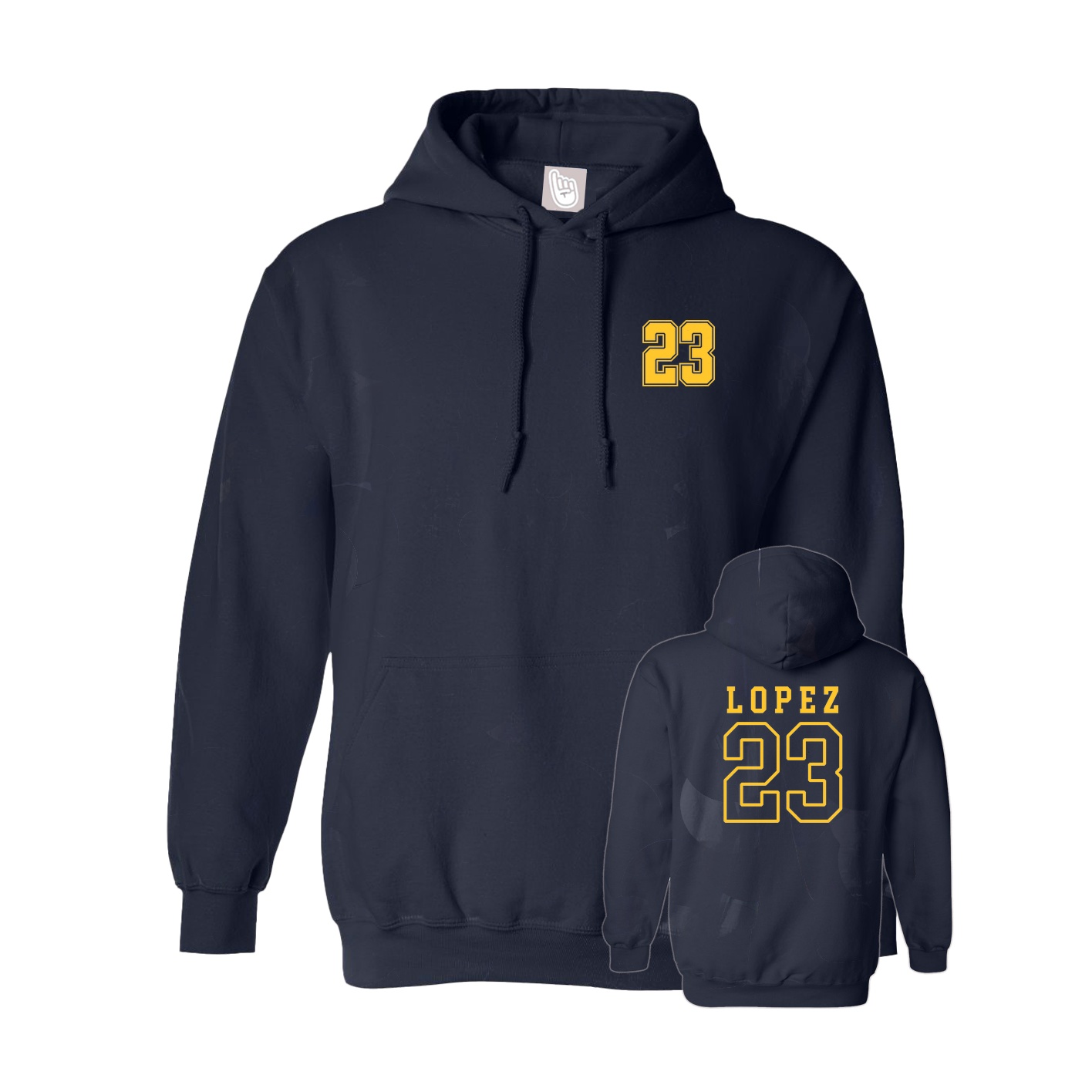 Youth Hoodie — Chest Back in Navy