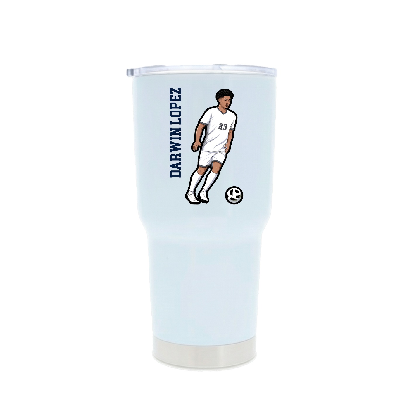 30oz Stainless Steel Tumbler — Name Vertical in White