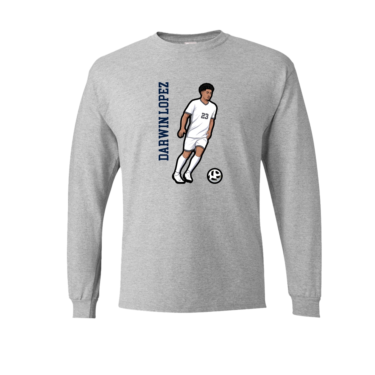 Long Sleeve Tee — Name Vertical in Grey