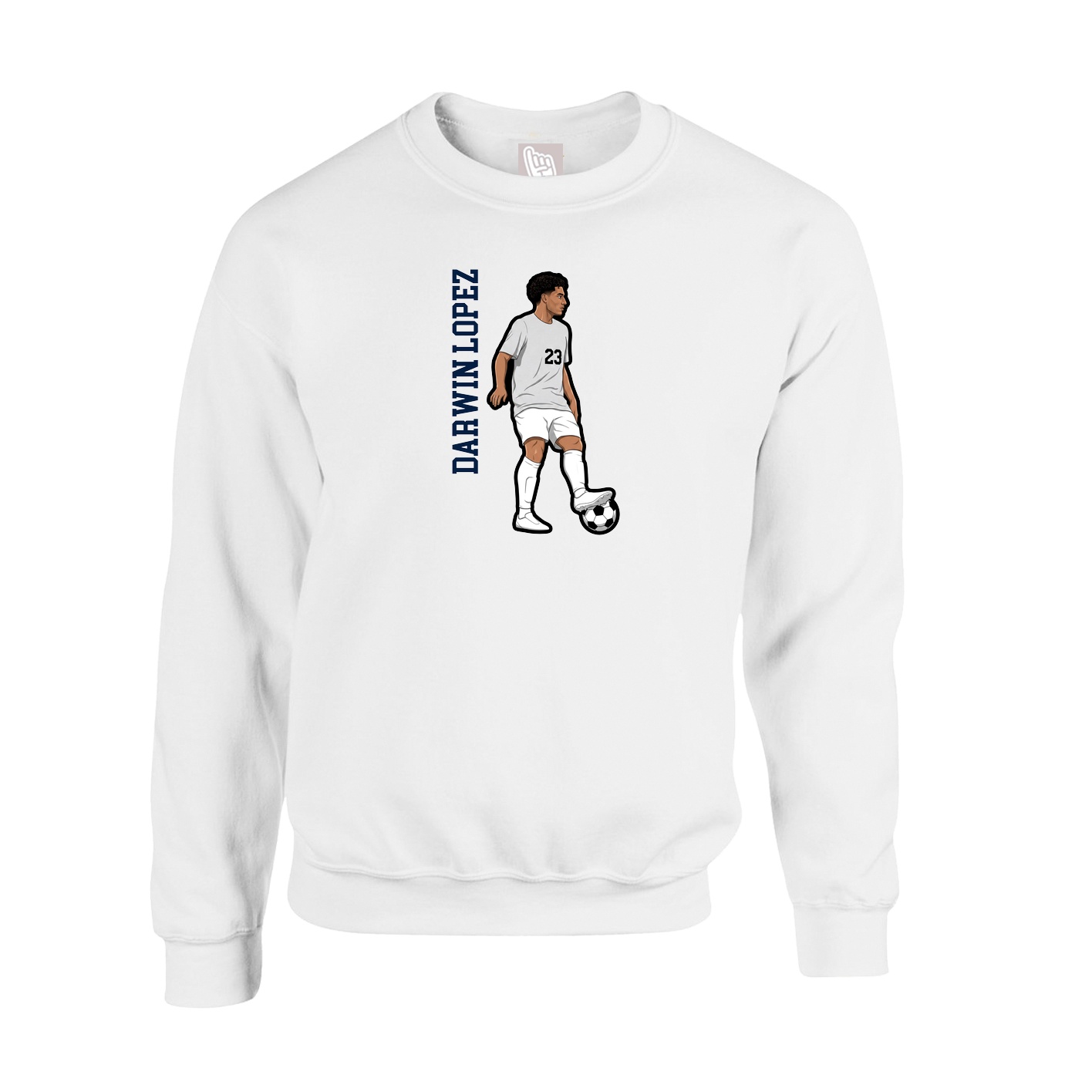 Fleece Crew — Name Vertical in White