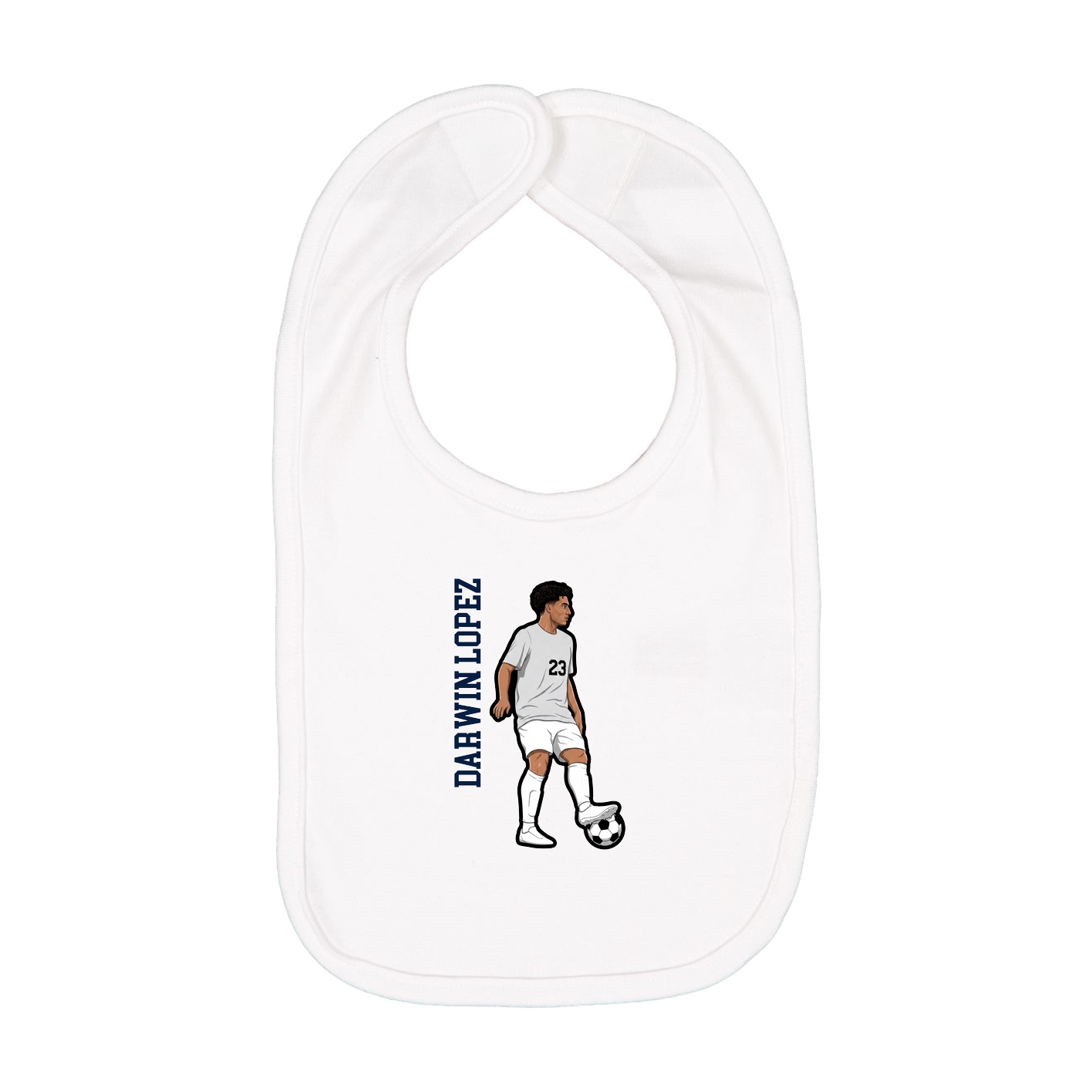 Infant Bib — Name Vertical in White