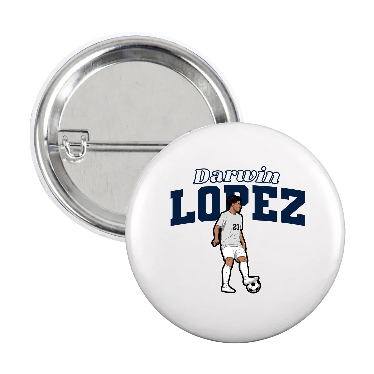 Game Day Button — Name Arch in White