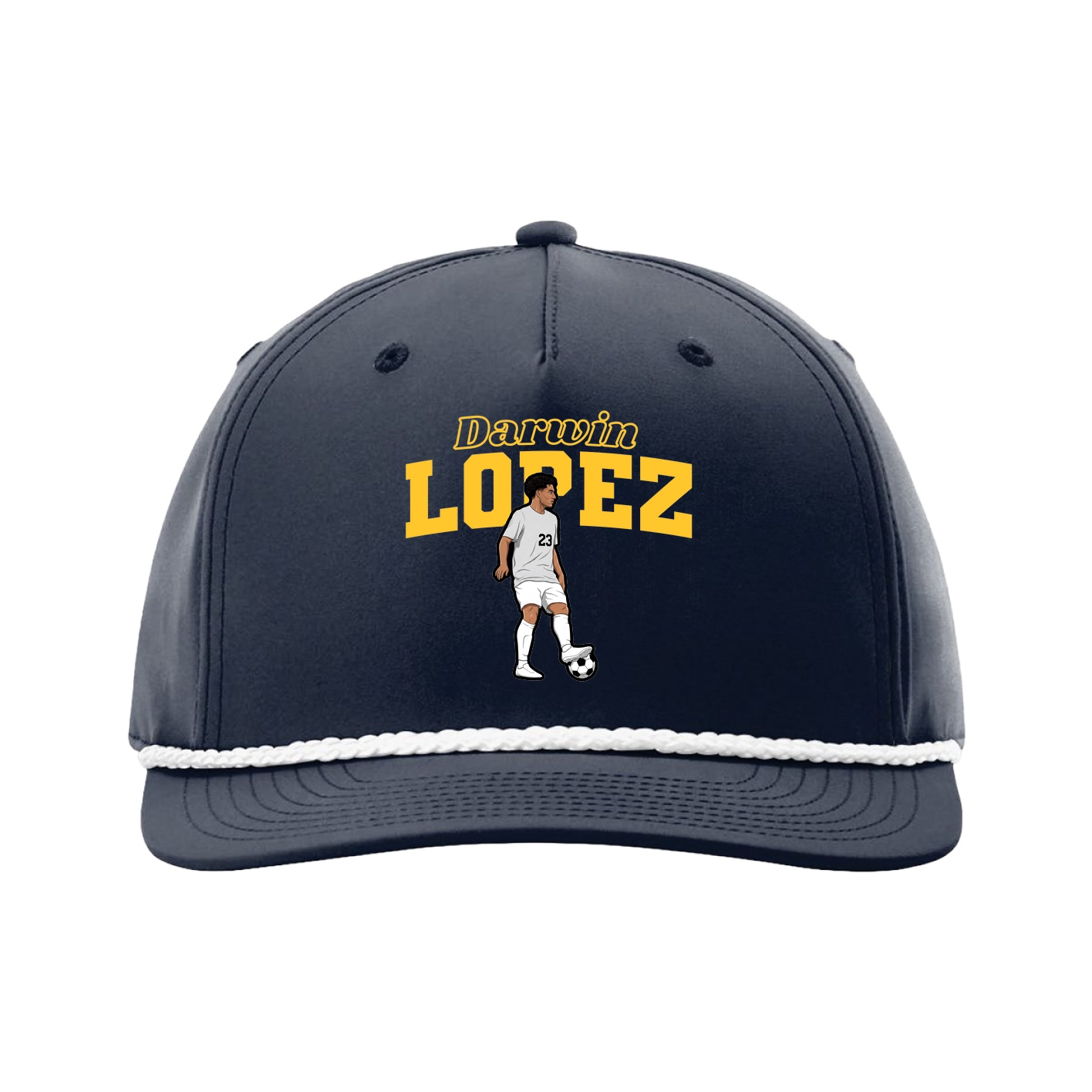 Five-Panel Classic Rope Cap — Name Arch in Navy