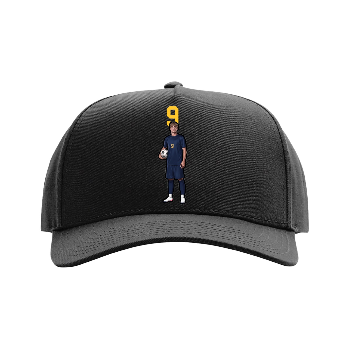 Full Fabric Five-Panel Champ Cap — Number Top in Black
