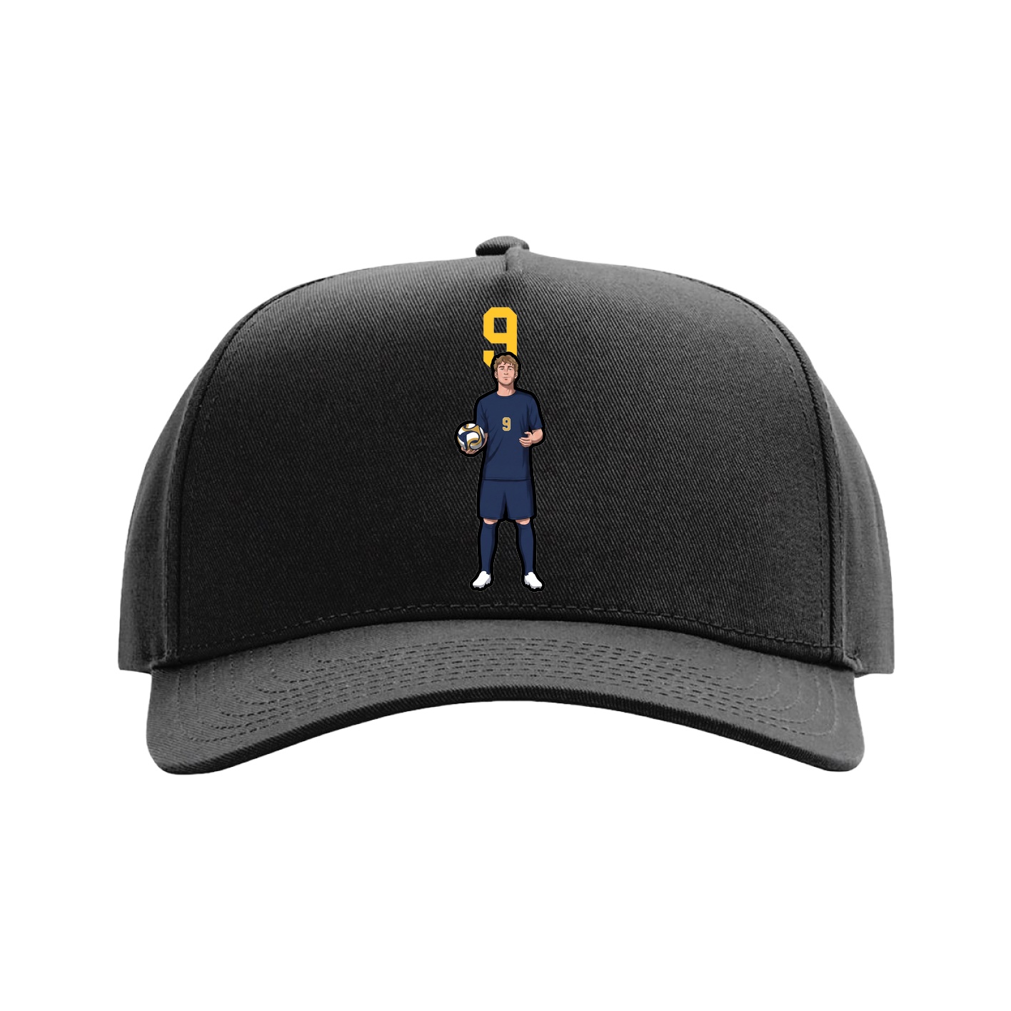 Full Fabric Five-Panel Champ Cap — Number Top in Black