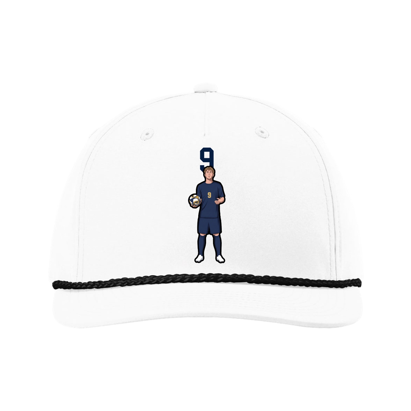 Five-Panel Classic Rope Cap — Number Top in White