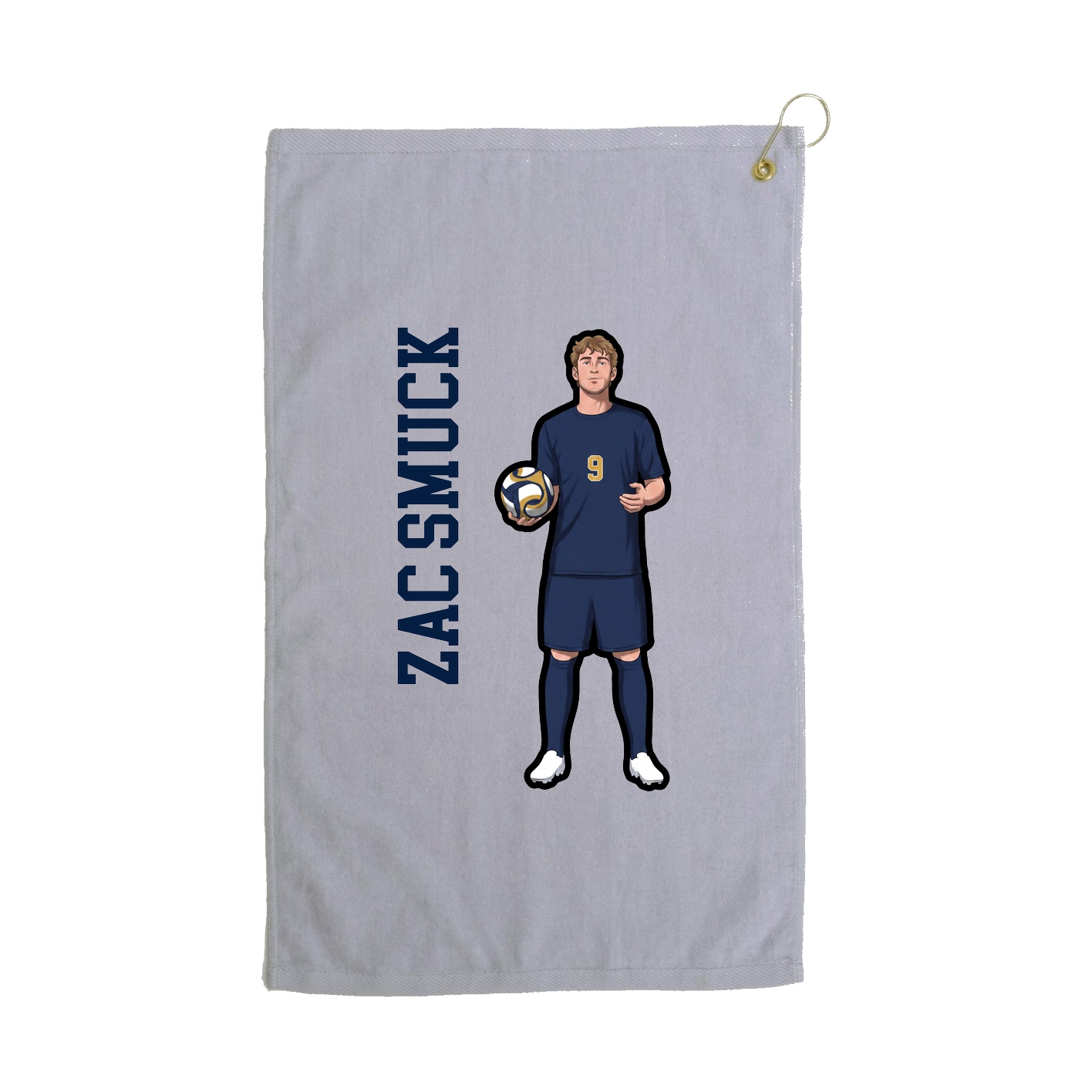 Golf Towel — Name Vertical in Grey