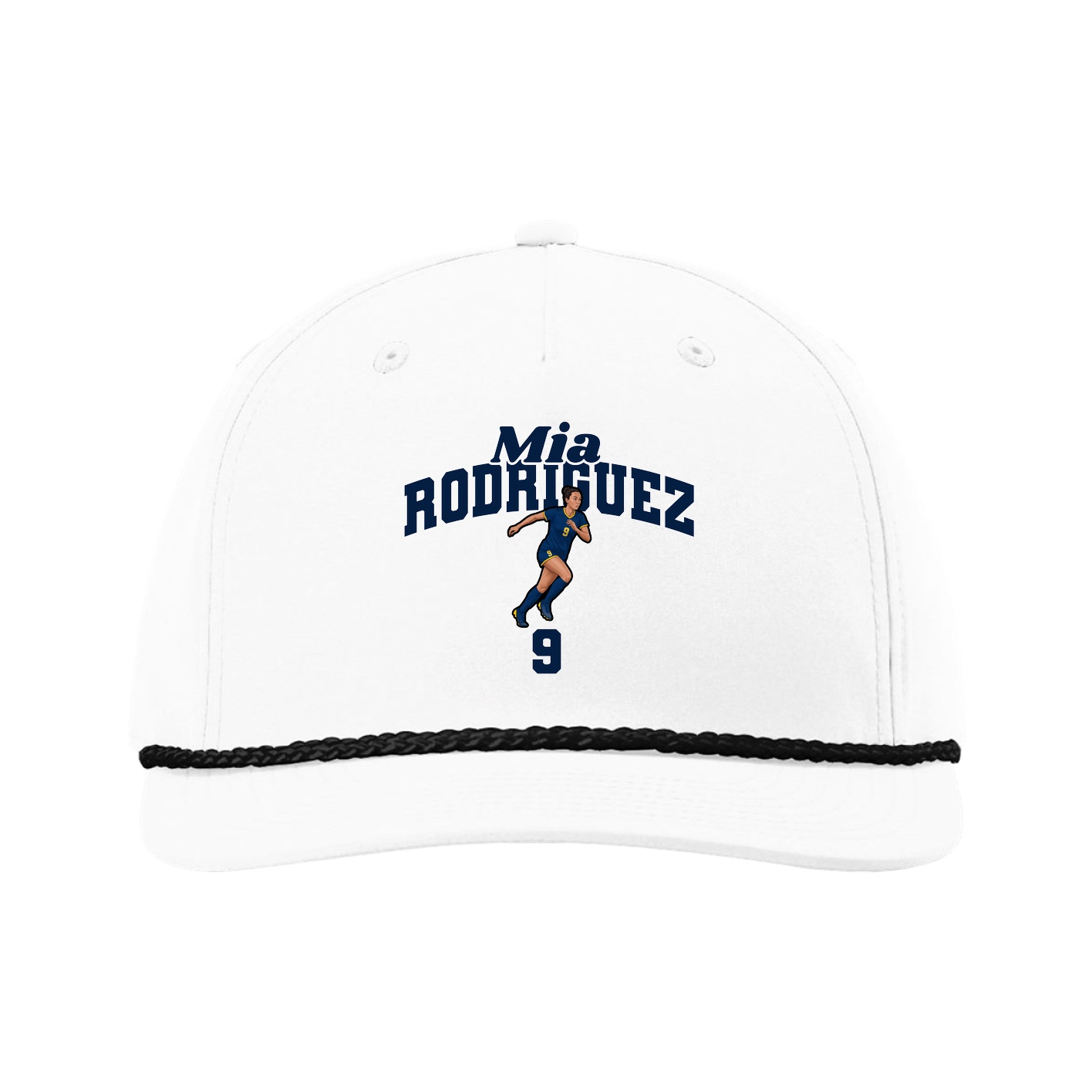Five-Panel Classic Rope Cap — Signature Arch in White