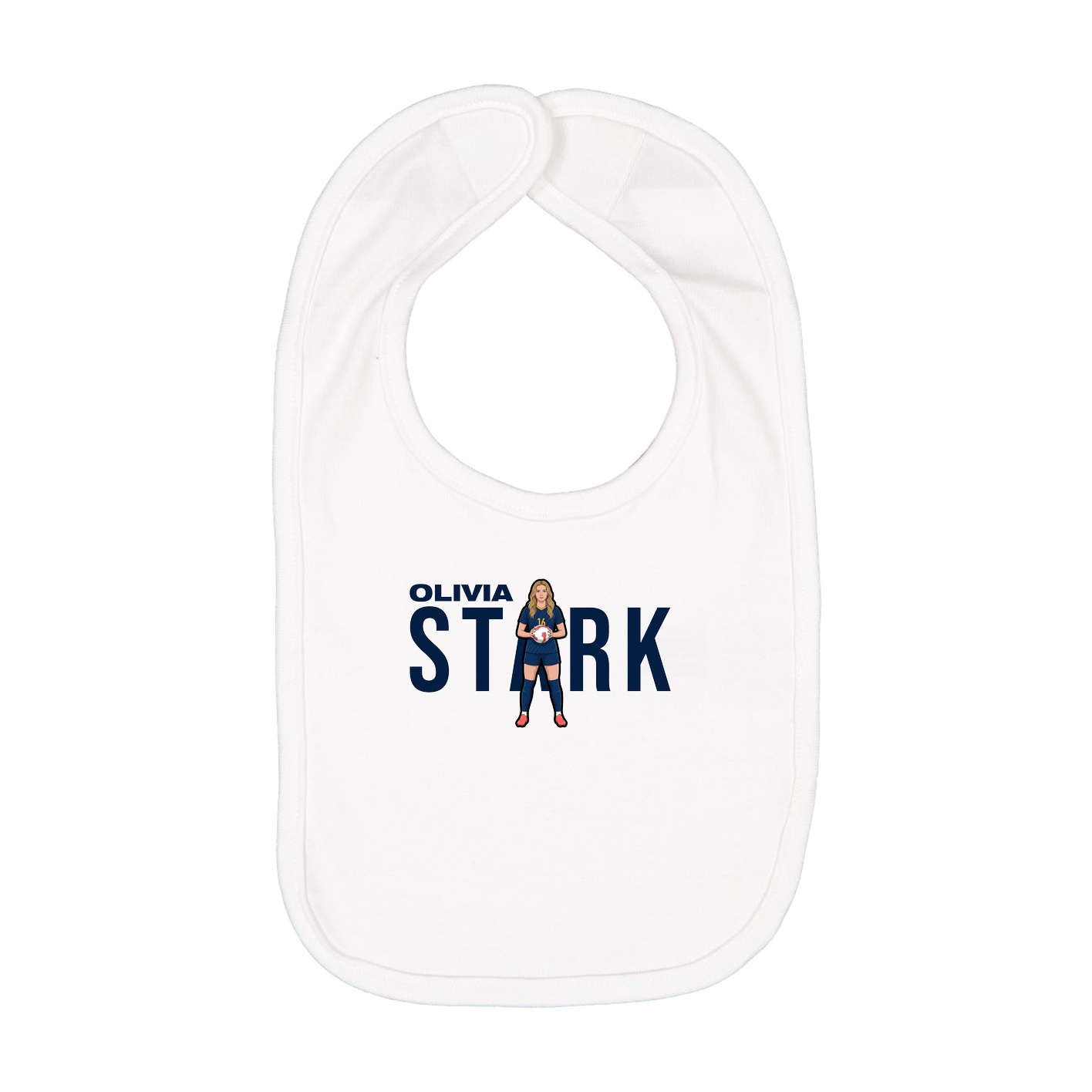 Infant Bib — Player Name in White