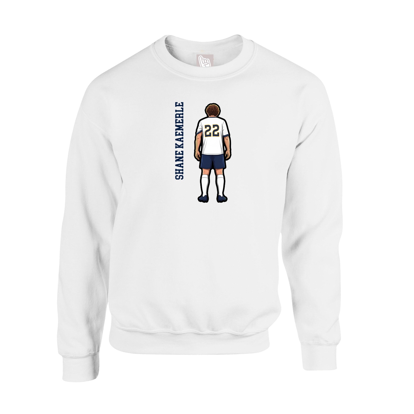 Fleece Crew — Name Vertical in White