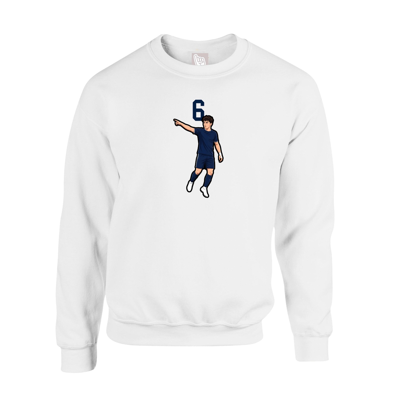 Fleece Crew — Number Top in White