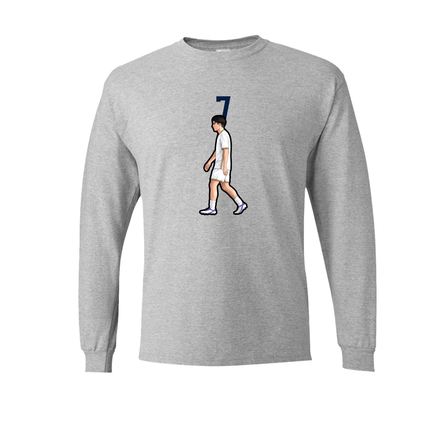 Long Sleeve Tee — Number Top in Grey