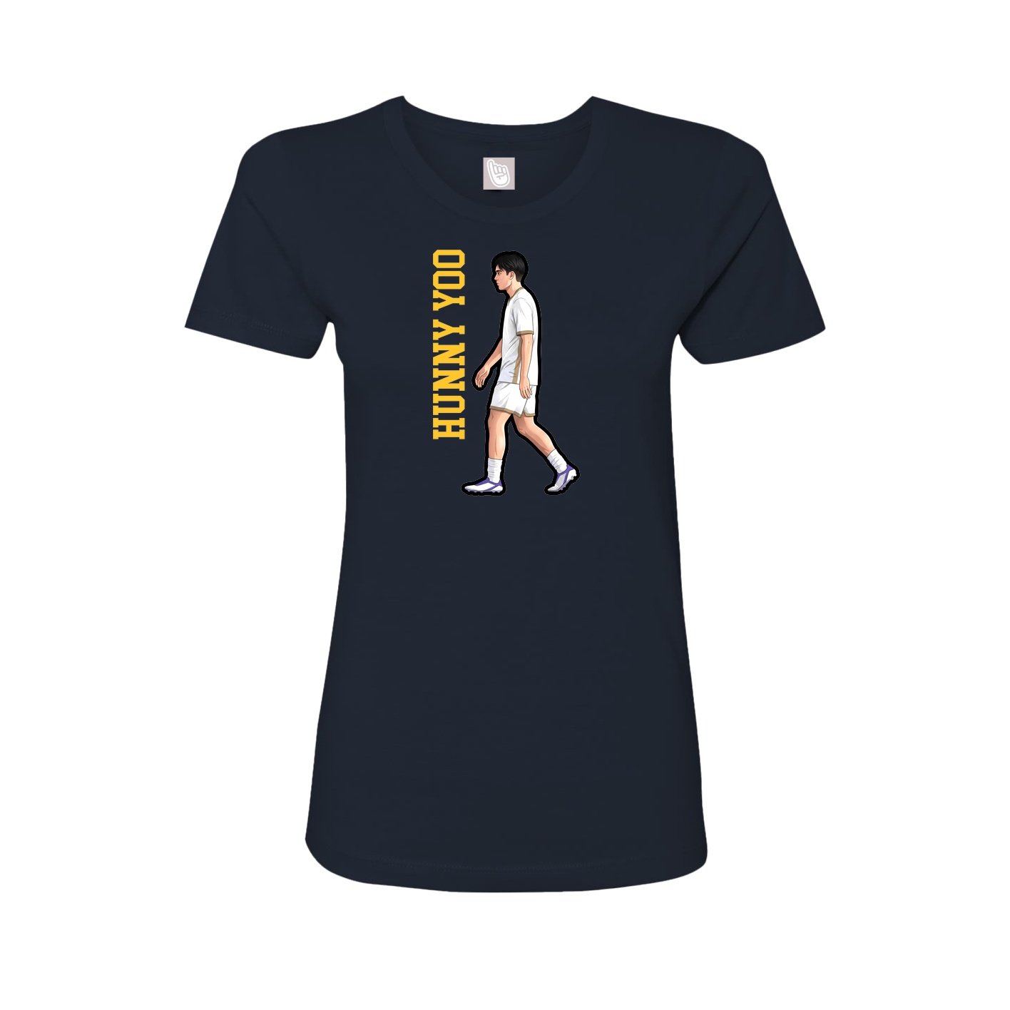 Fitted Women's Tee — Name Vertical in Navy