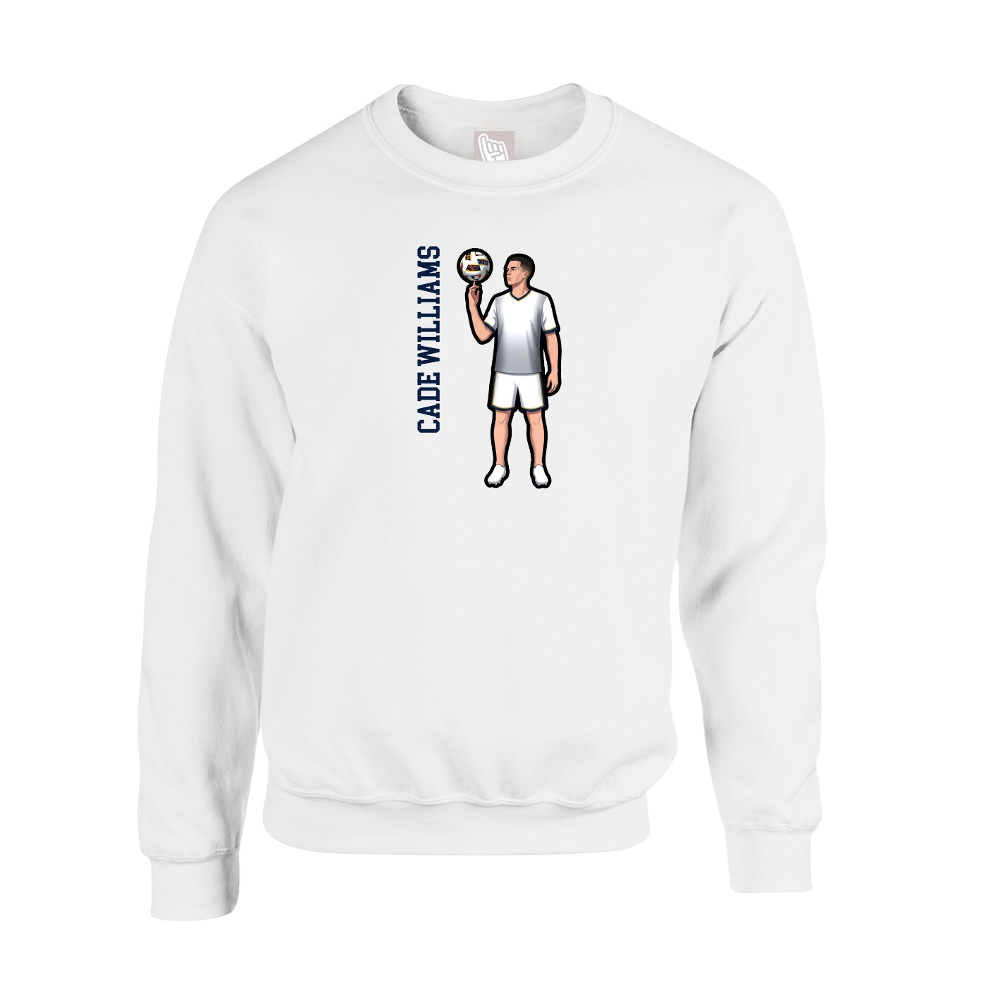 Fleece Crew — Name Vertical in White