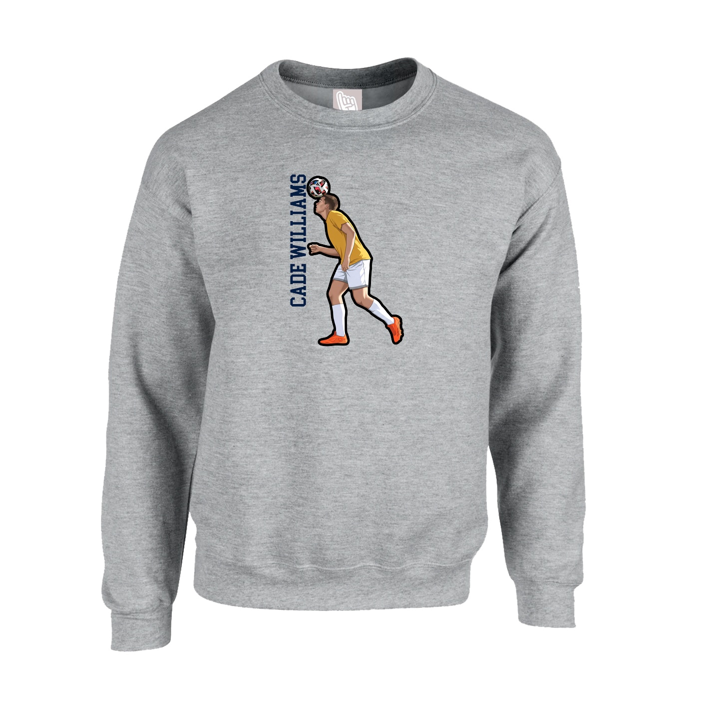 Fleece Crew — Name Vertical in Grey