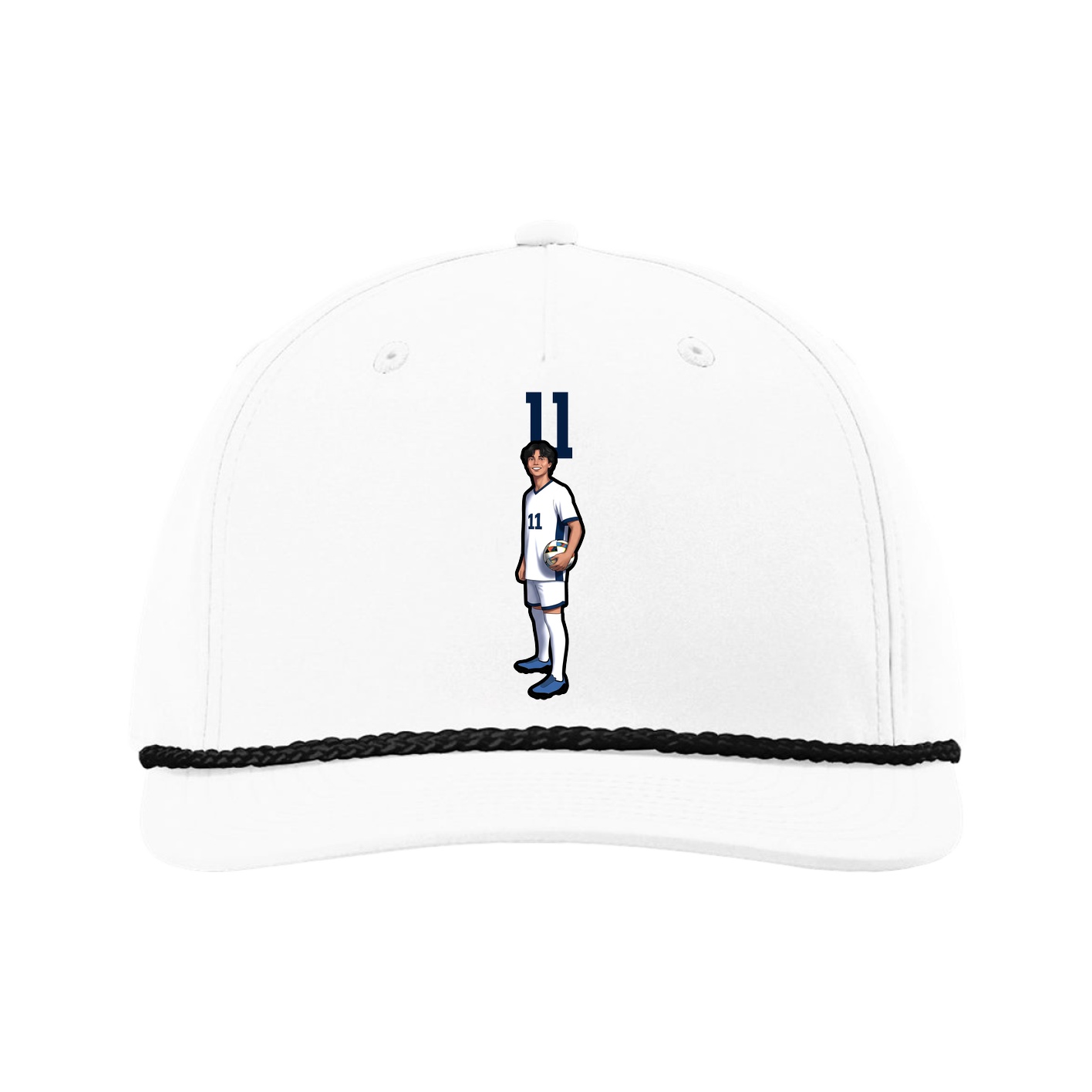 Five-Panel Classic Rope Cap — Number Top in White