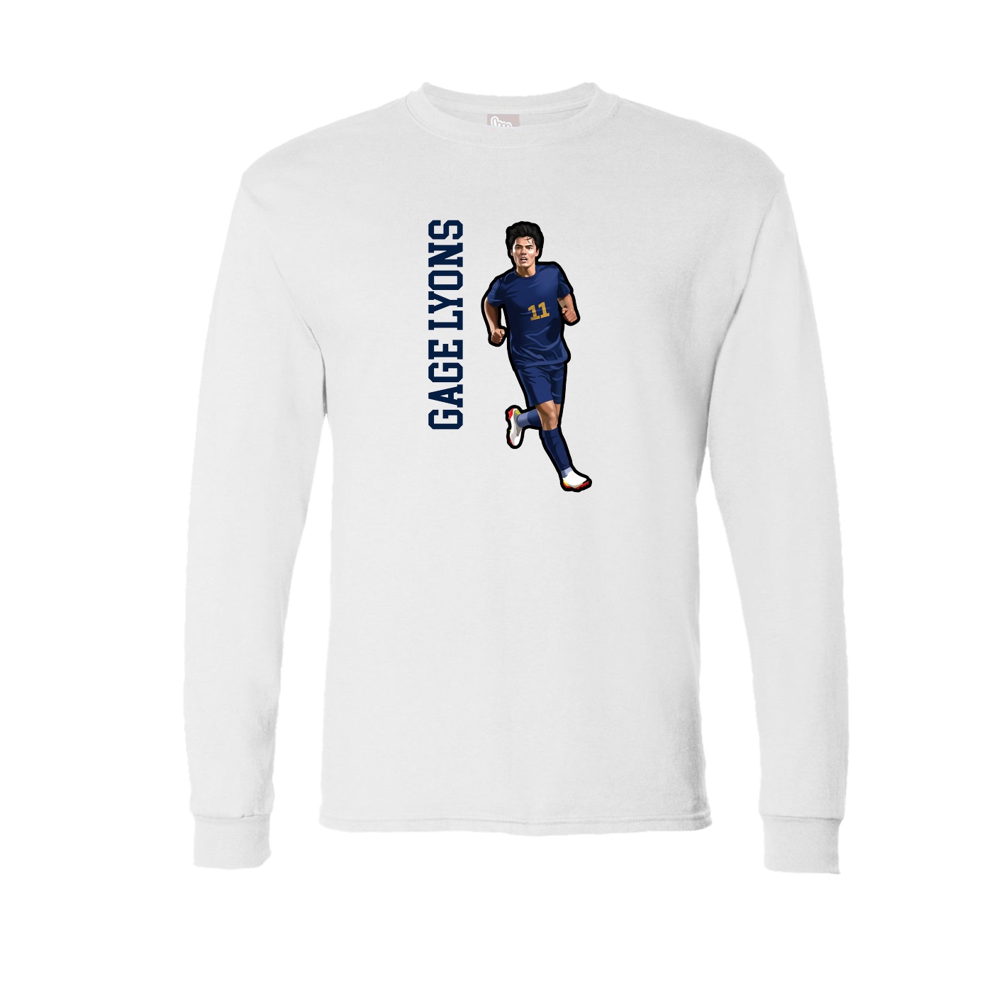 Long Sleeve Tee — Name Vertical in White