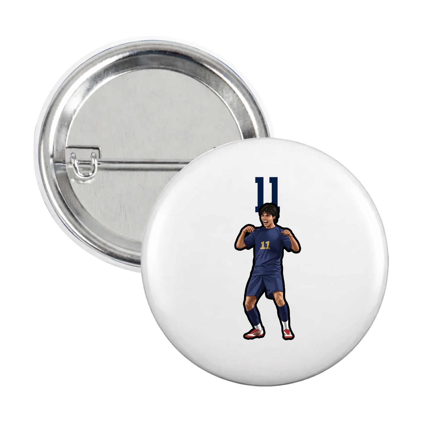 Game Day Button — Number Top in White