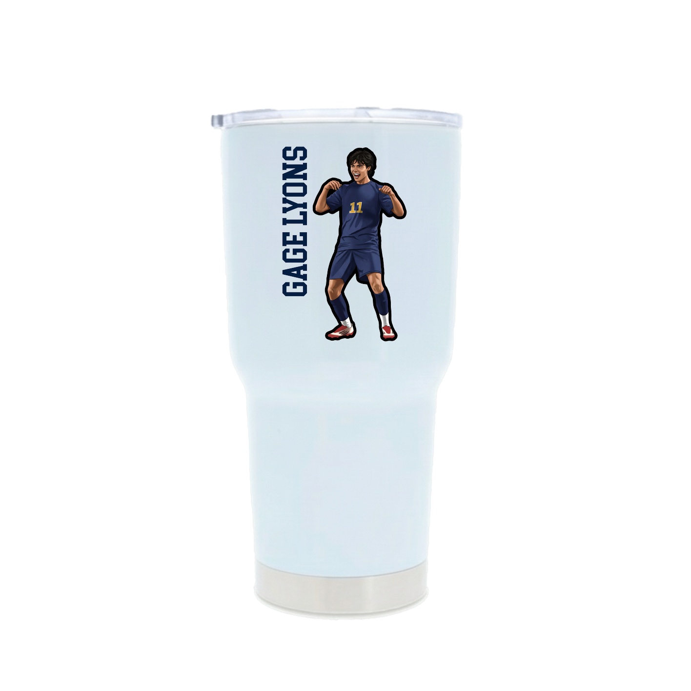 30oz Stainless Steel Tumbler — Name Vertical in White