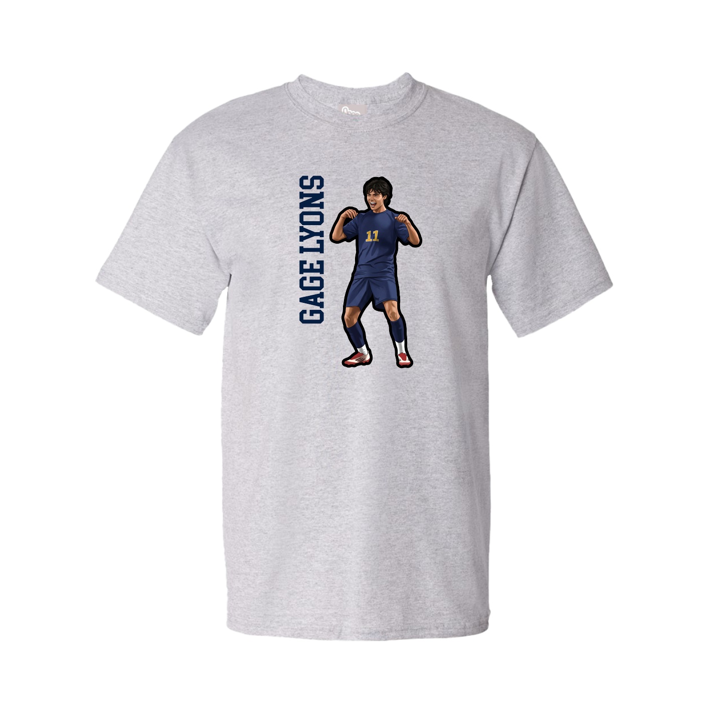Youth Tee — Name Vertical in Grey