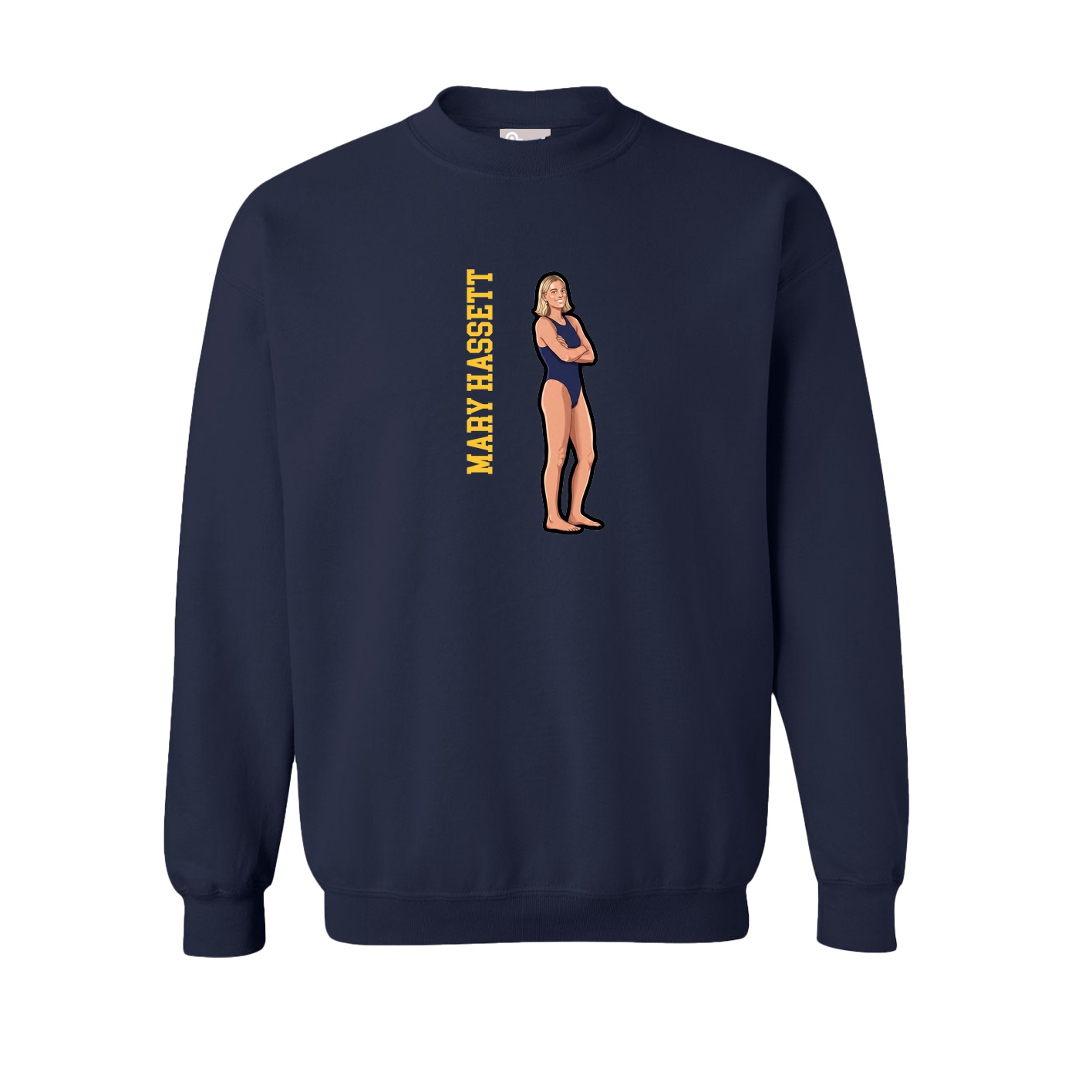 Fleece Crew — Name Vertical in Navy