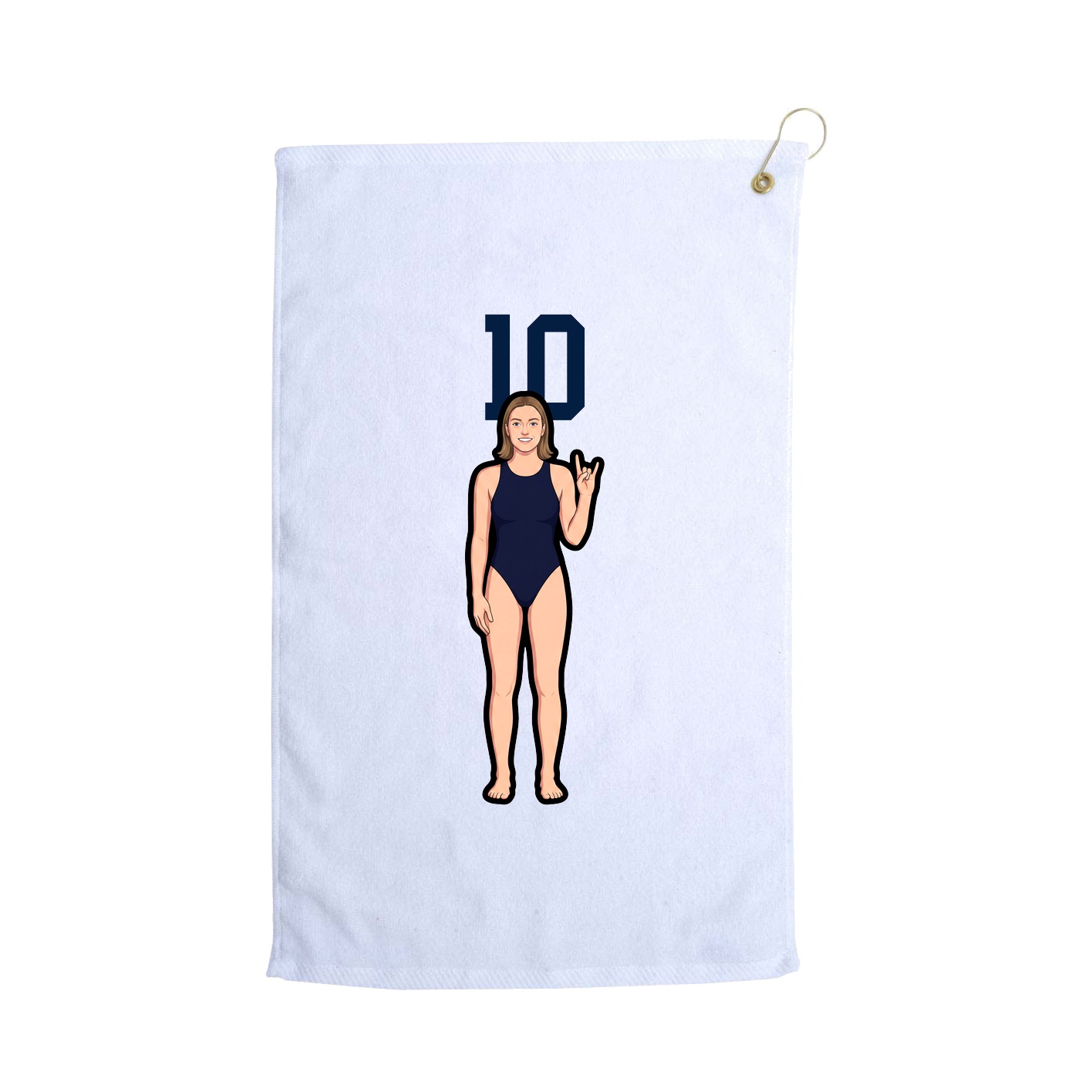 Golf Towel — Number Top in White